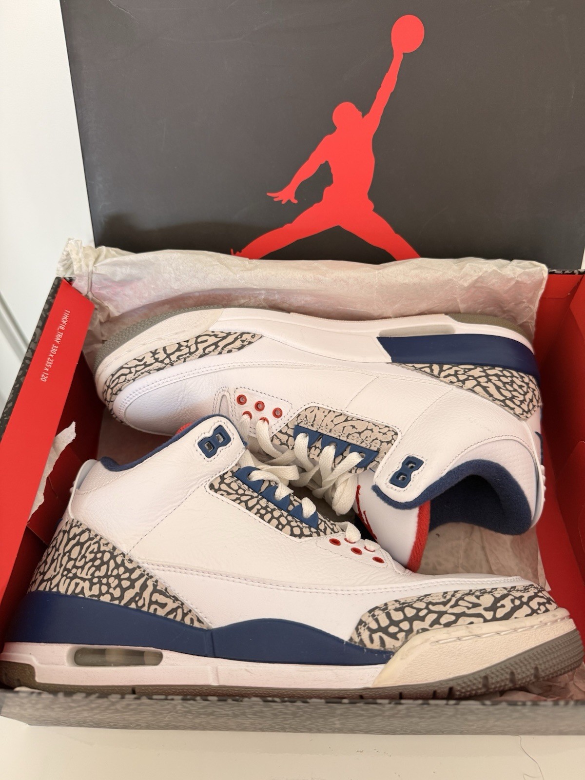 Jordan Air Jordan 3 Retro OG White/Fire Red True Blue US 9 UK 8 EU 42.5
