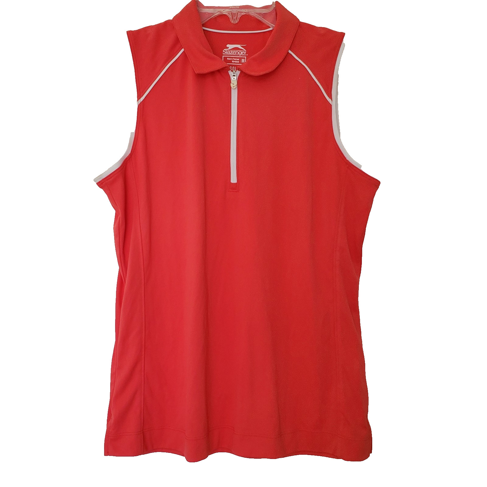 Slazenger Top Sleeveless 1/4 Zip Collared Solid Golf Activewear Top Orange Sz M