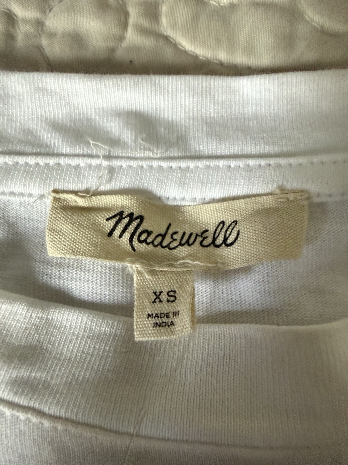 Madewell Women’s XS White Solid Crew Neck 3/4 Puff Sleeve 100% Cotton Knit Top