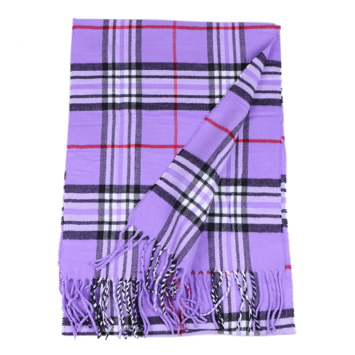 Women Scarf Lavender Purple Stewart Plaid Tartan Long Warm Soft Winter 72″x12″