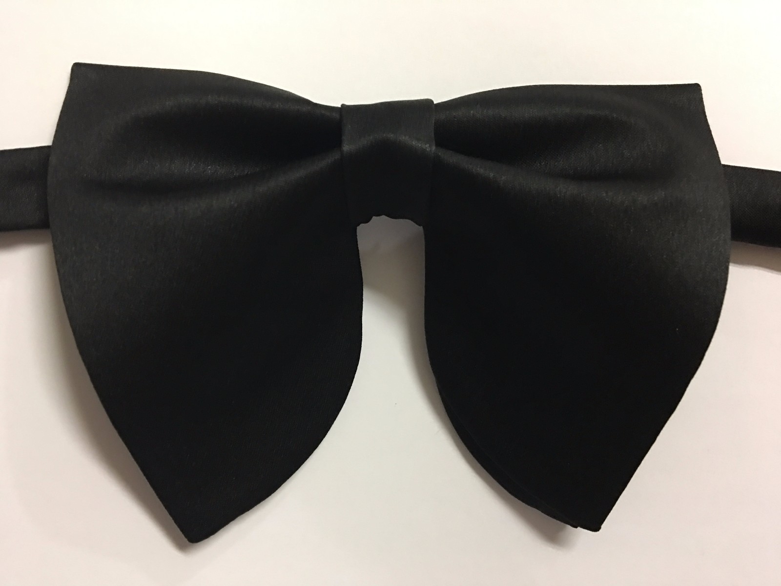 Handmade Oversized Black Satin Bow tie Vintage style 70`s Wedding Prom