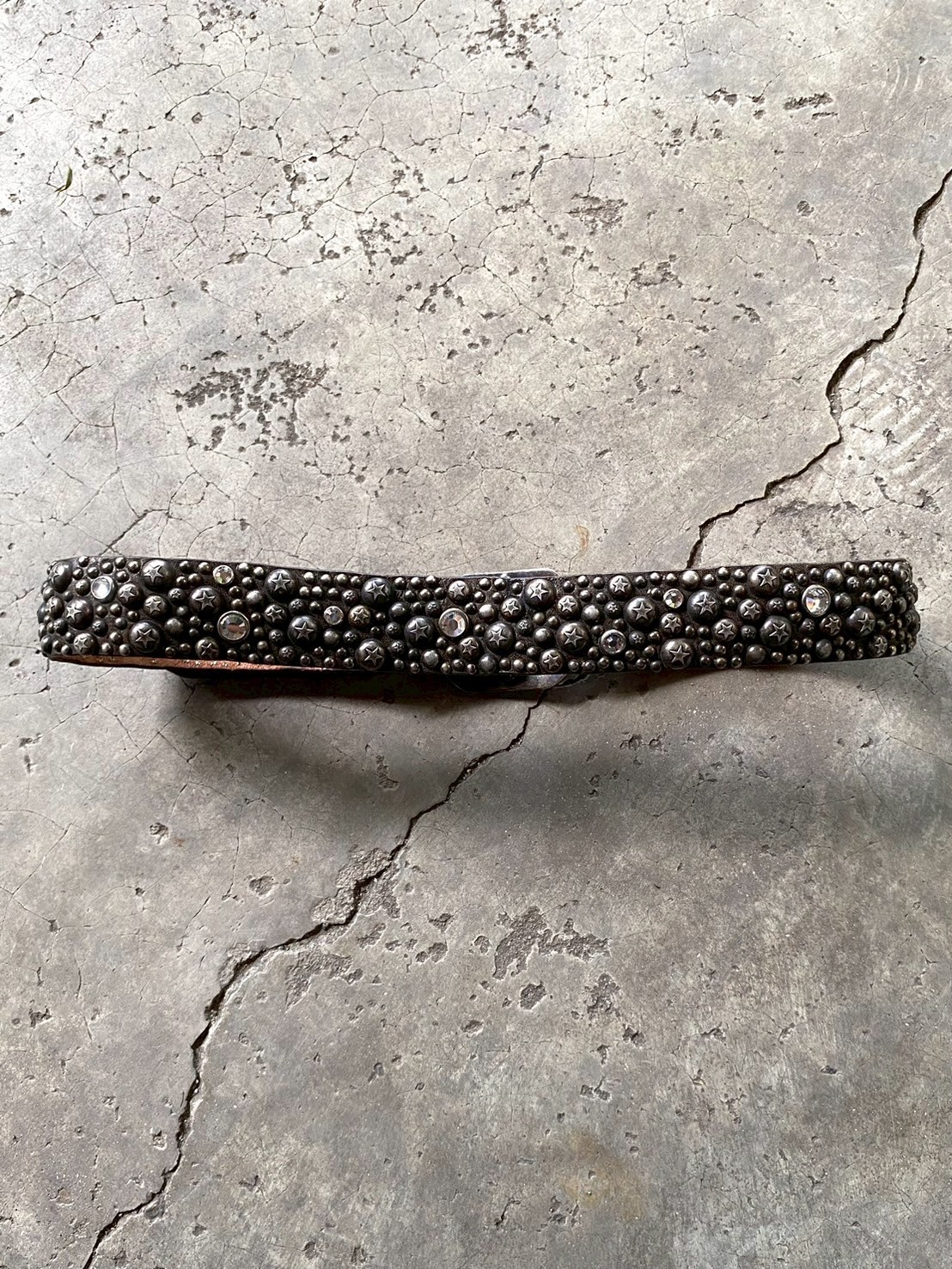 OLD STUD Handmade Studded Black Leather Belt Made in USA Vintage Archive
