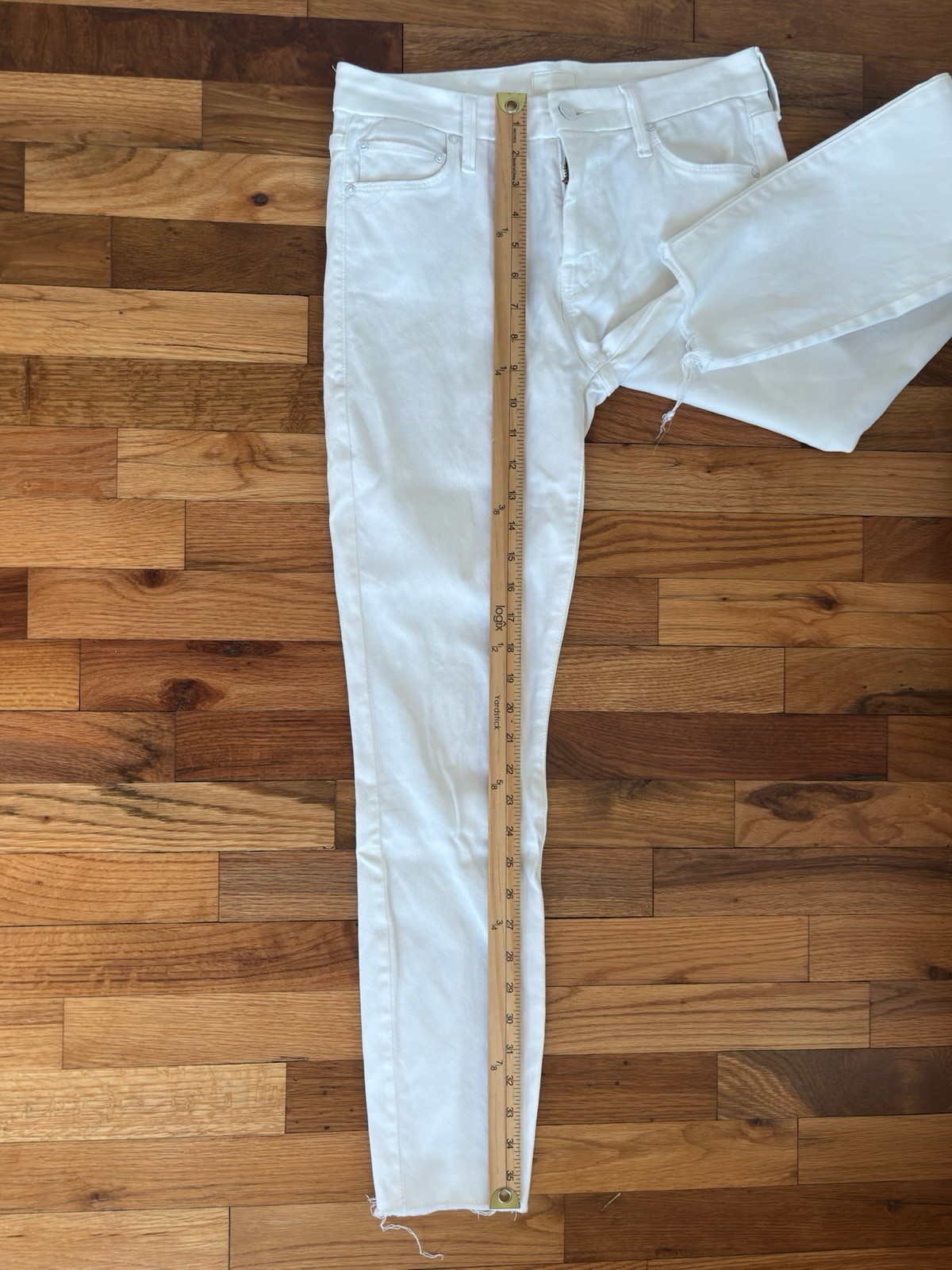 Mother Women’s White Glass Slipper High Waisted Looker Ankle Fray Jeans Size 27