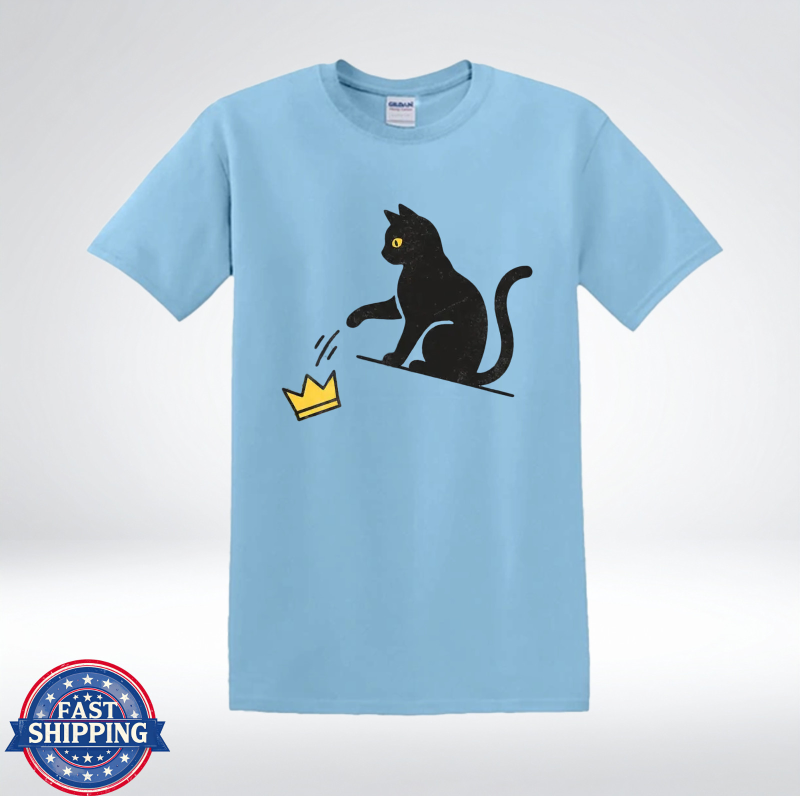 Funny Cat Knocking Crown Anti King Humor Minimalist Graphic T-Shirt