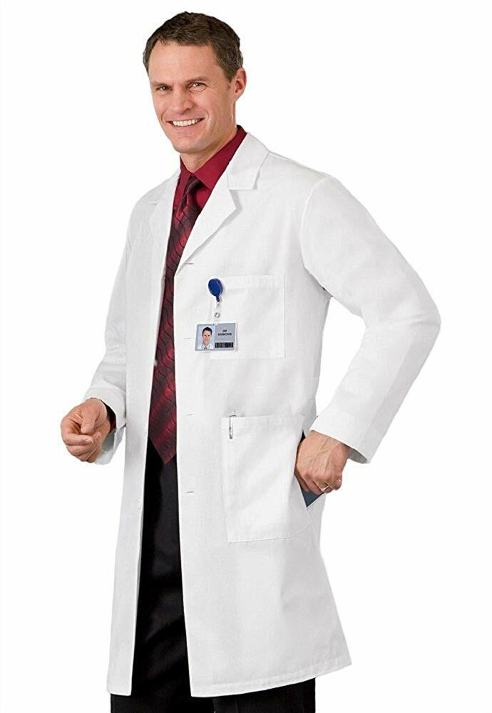 New Men’s Full-Length Lab Coat white, blue, navy, green