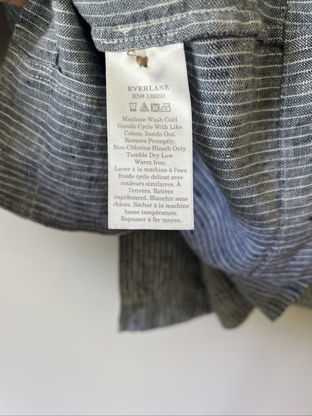 Everlane Boxy Linen Notch Collar Railroad Stripe Short Sleeve Button Down Size S