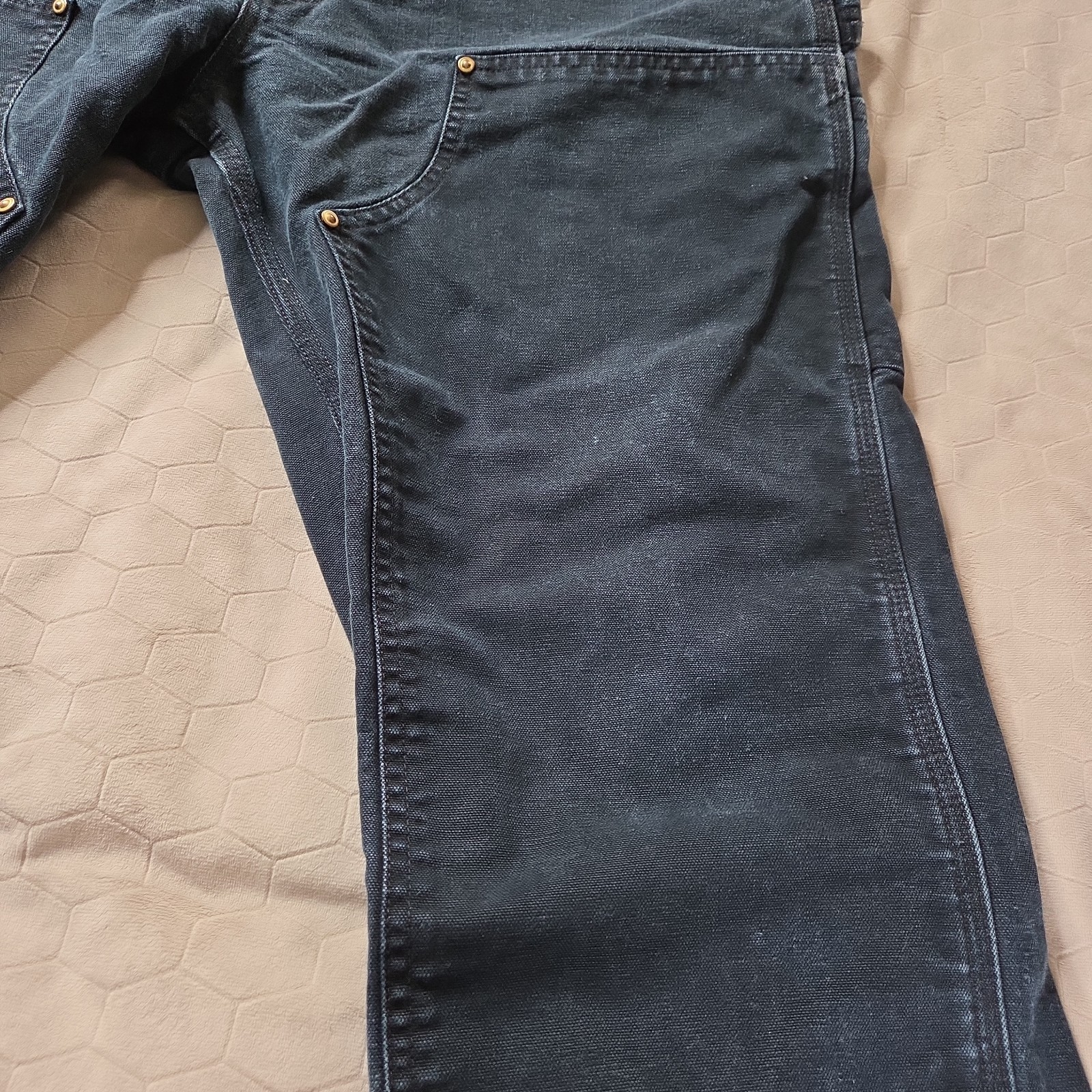 Carhartt B01 BLK Double Knee Black Vintage Canvas Pants, 38×30 Union Made In USA