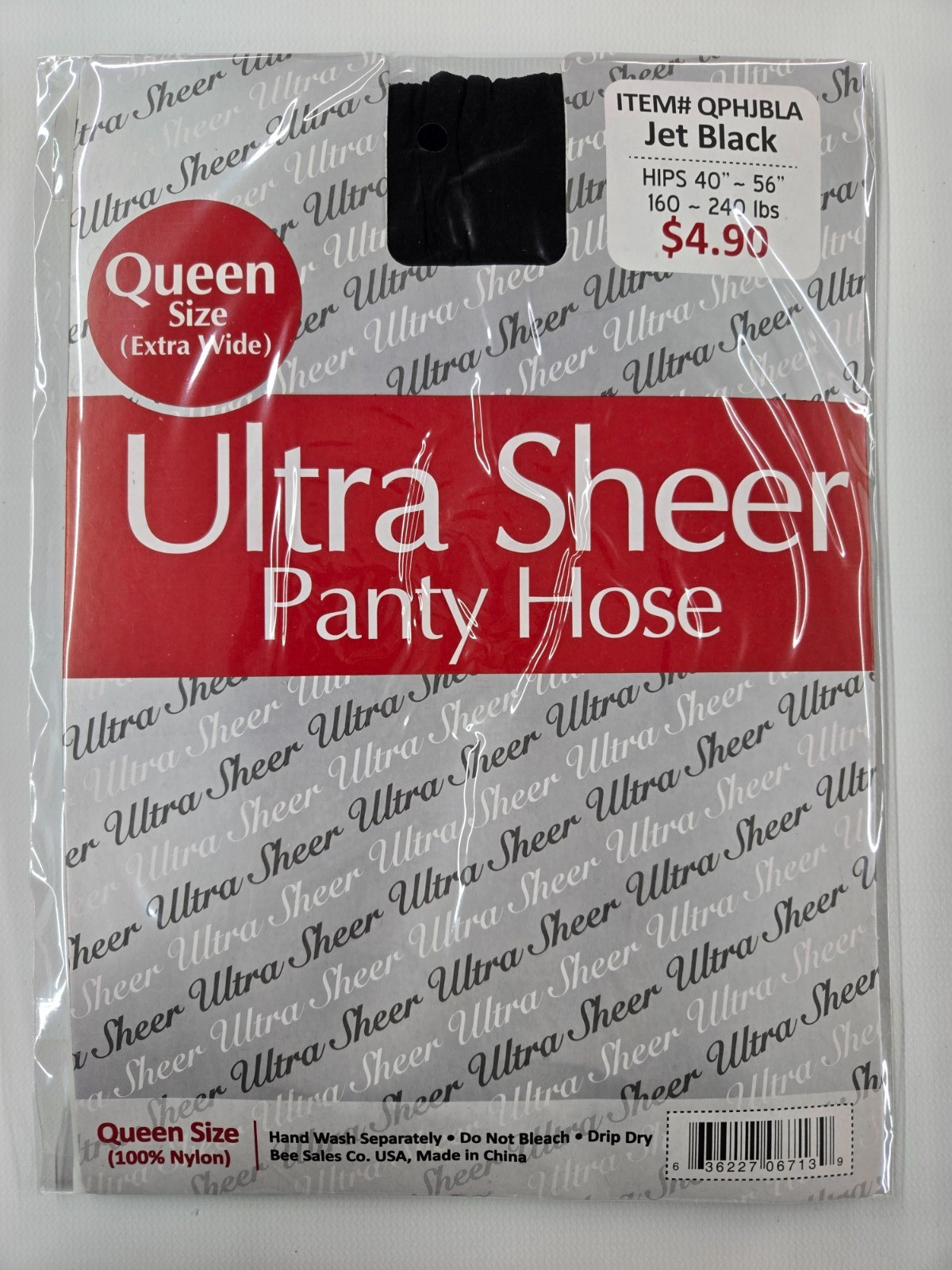 6 Packs Ultra Sheer Pantyhose 100% Nylon Stocking Queen Size Jet Black