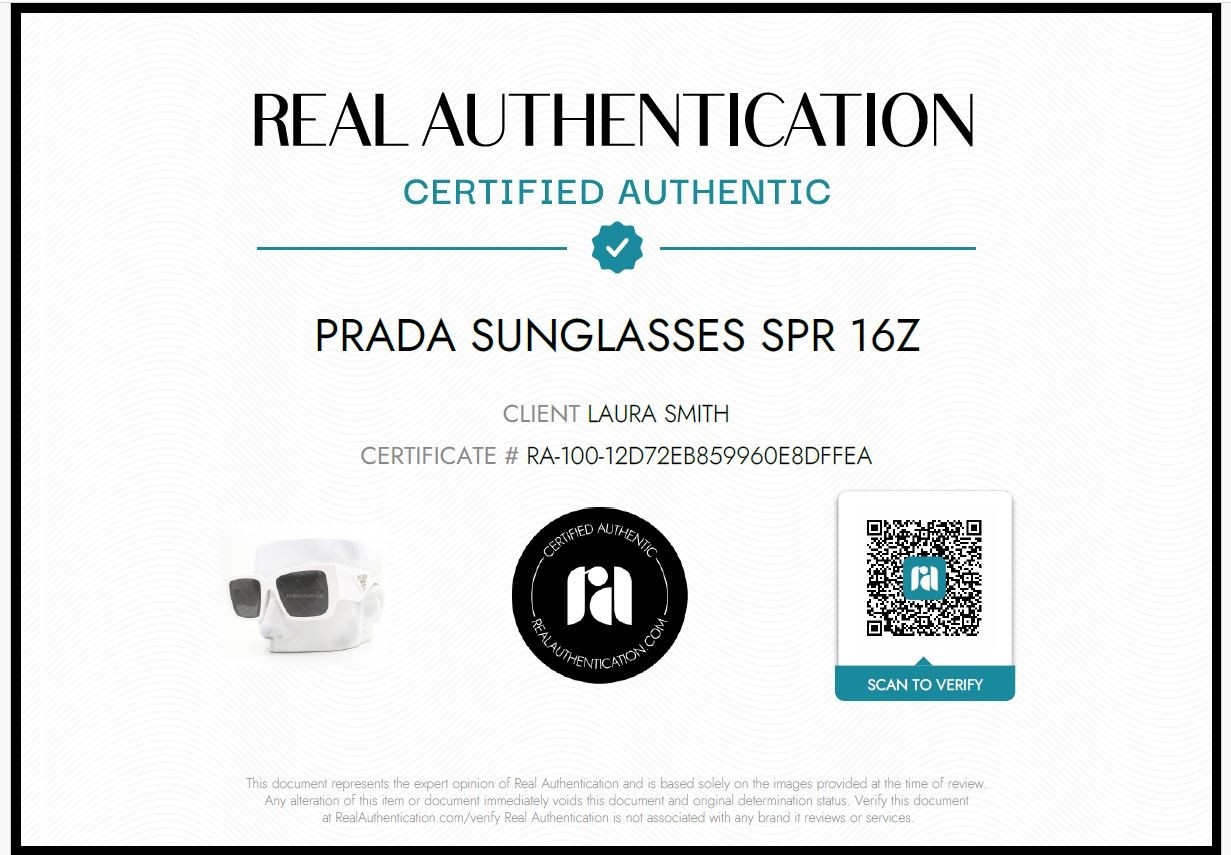 Prada Sunglasses Shiny White Silver Logo SPR 16Z 461-5S0 Bloomingdales Exclusive
