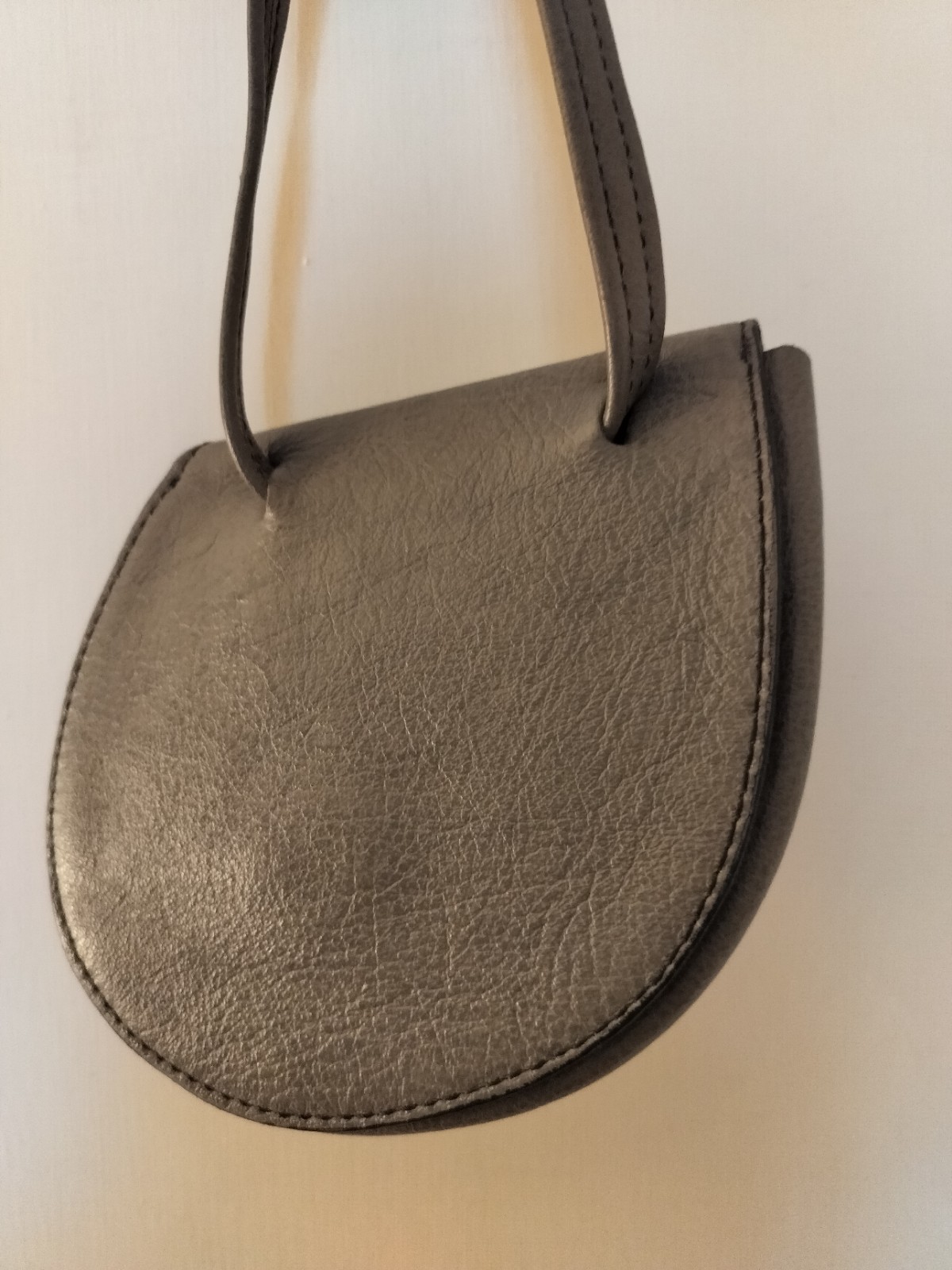 Manatee Gray Leather Mini Purse/35 In/Wear Around Neck Or Around Waist
