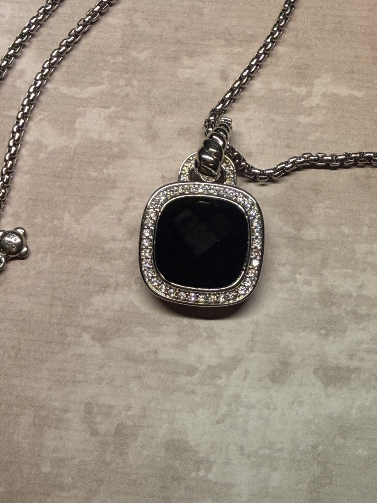 david yurman sterling silver 925 black onyx 20mm necklace 18″