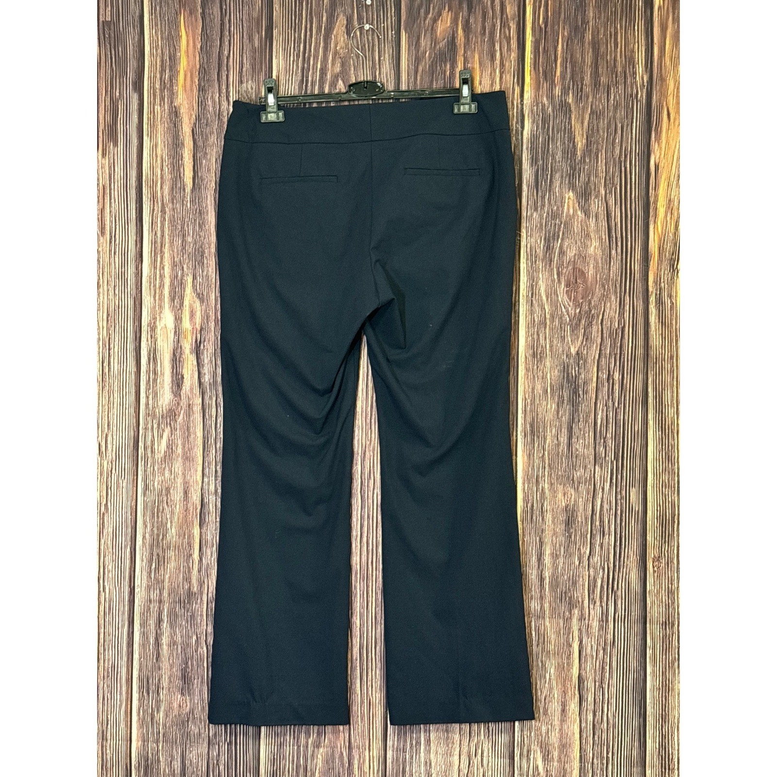 Ann Taylor Factory Dress Pants Womens 12P Navy Blue Flare Leg Stretch Career