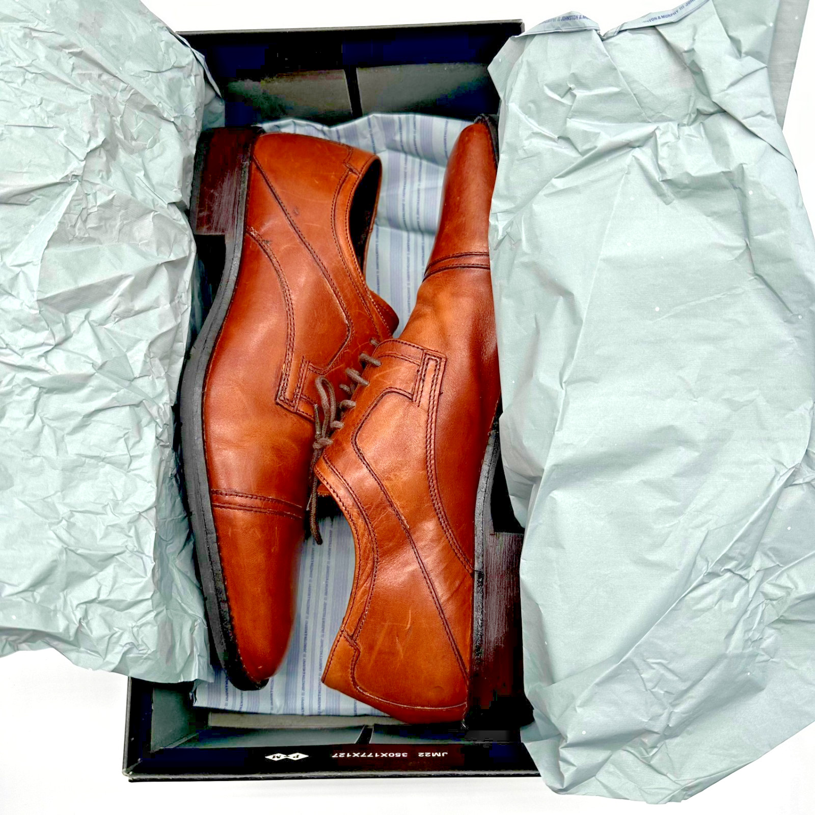 Johnston & Murphy Men’s Brown Leather Larsey 2cap Oxford Dress Shoes 10M – & Box