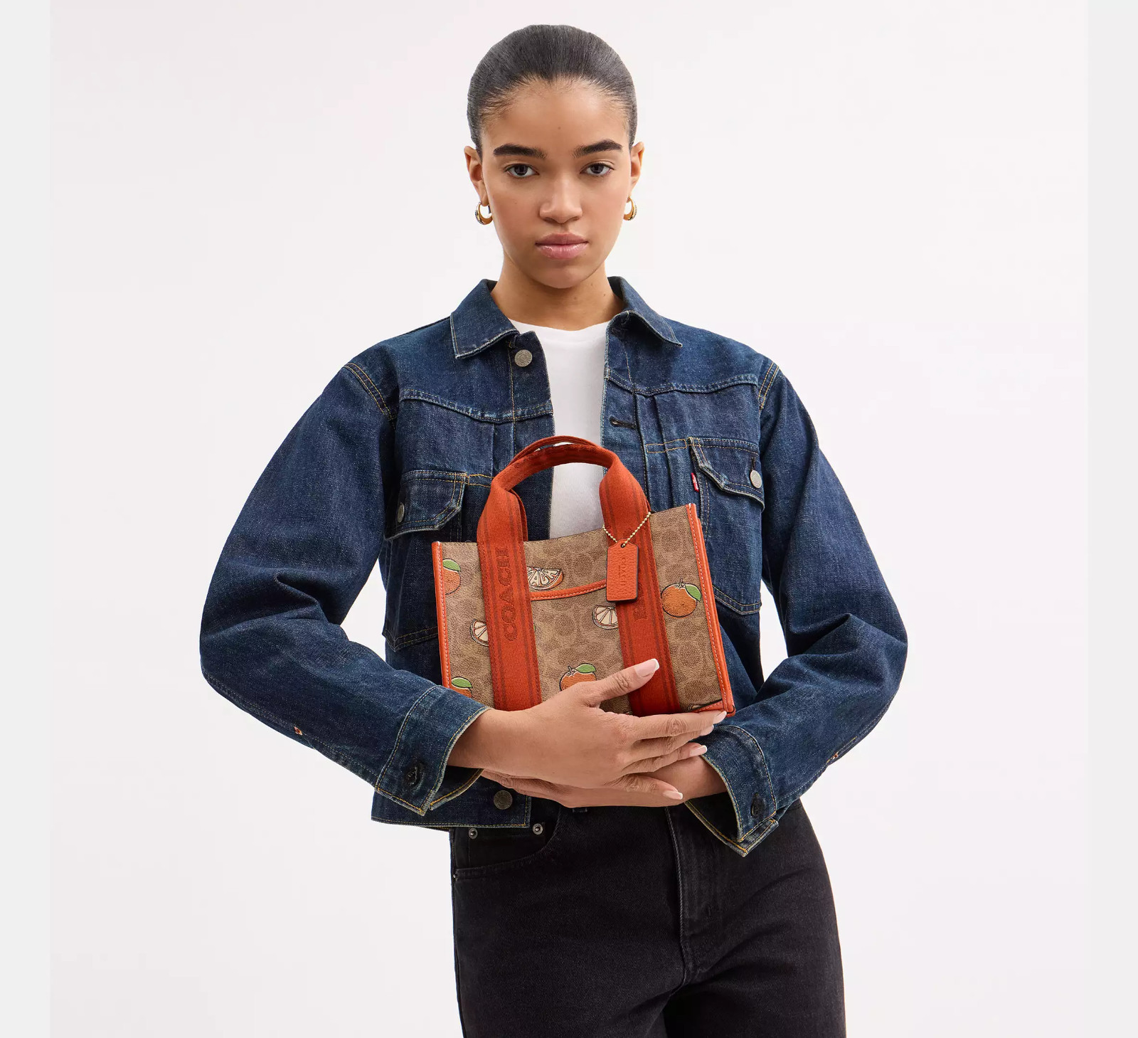 NWT Authentic COACH Smith Tote 24 In Signature Canvas With Orange Print CAR81