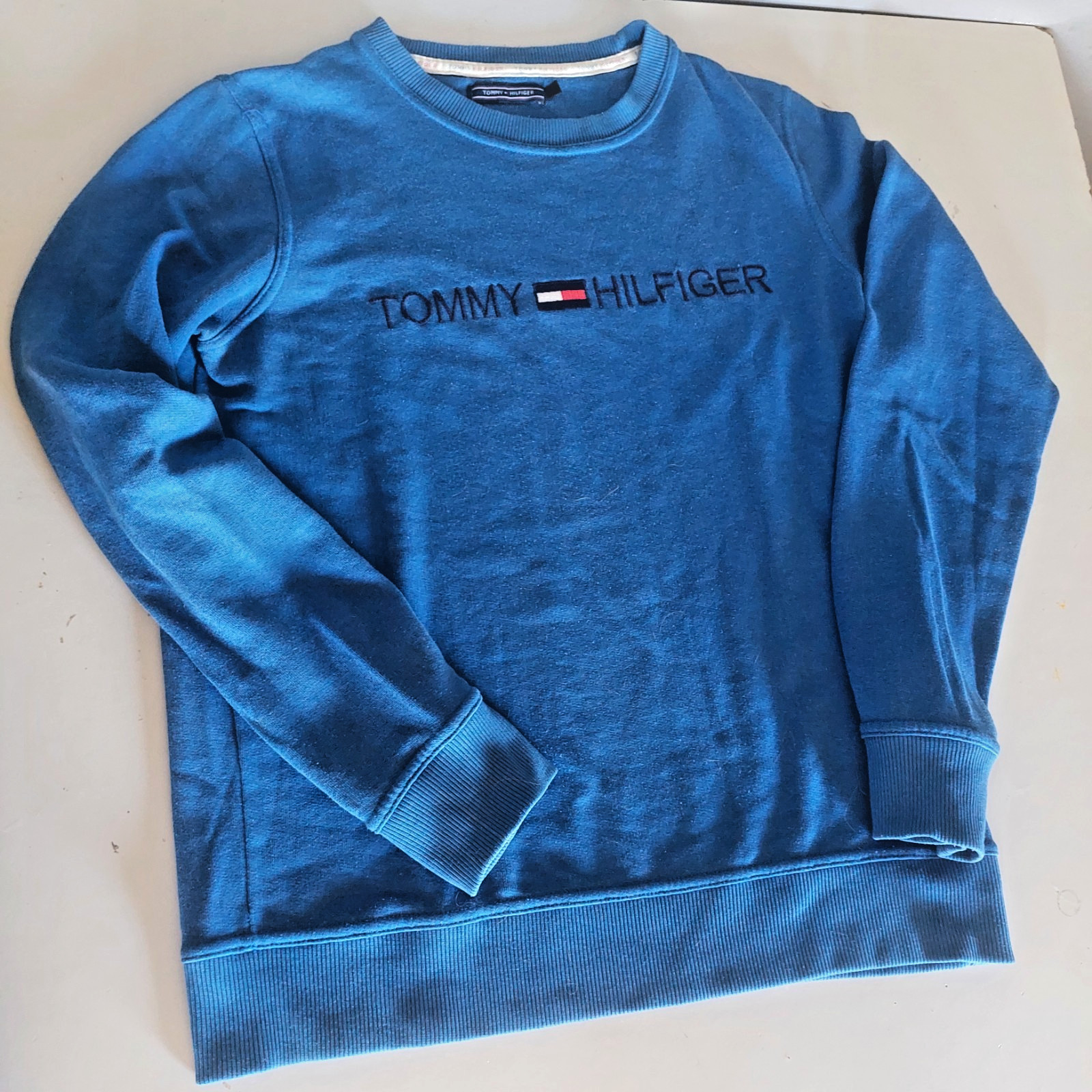 Tommy Hilfiger Crewneck Sweatshirt Blue Vintage Size M Made in Portugal