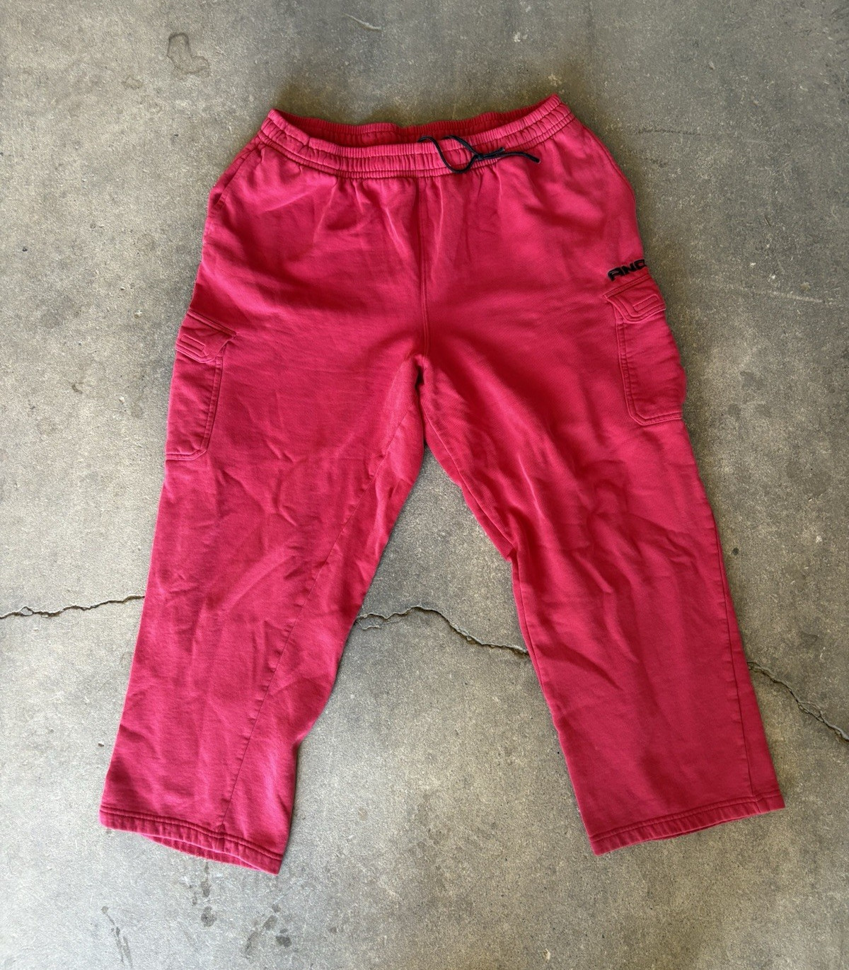 AND1 Men’s Pink Fleece Sweatpants Polyester Drawstring Elastic Waist 2XL