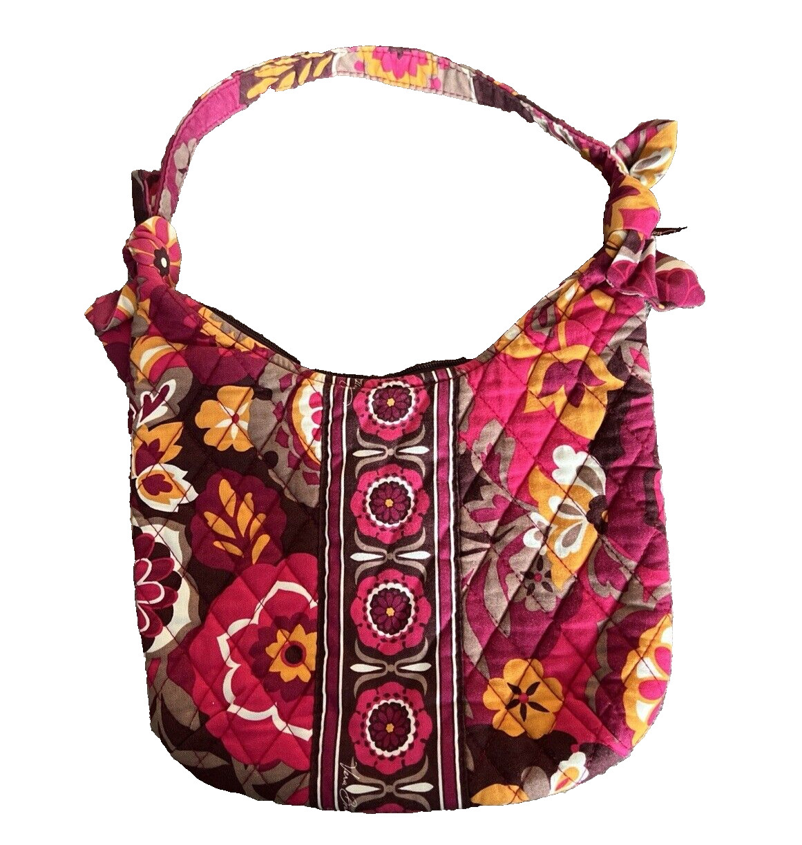 Vera Bradley Fuchsia Orange Tan Over The Shoulder Olivia Carnaby Purse Ret. 2009