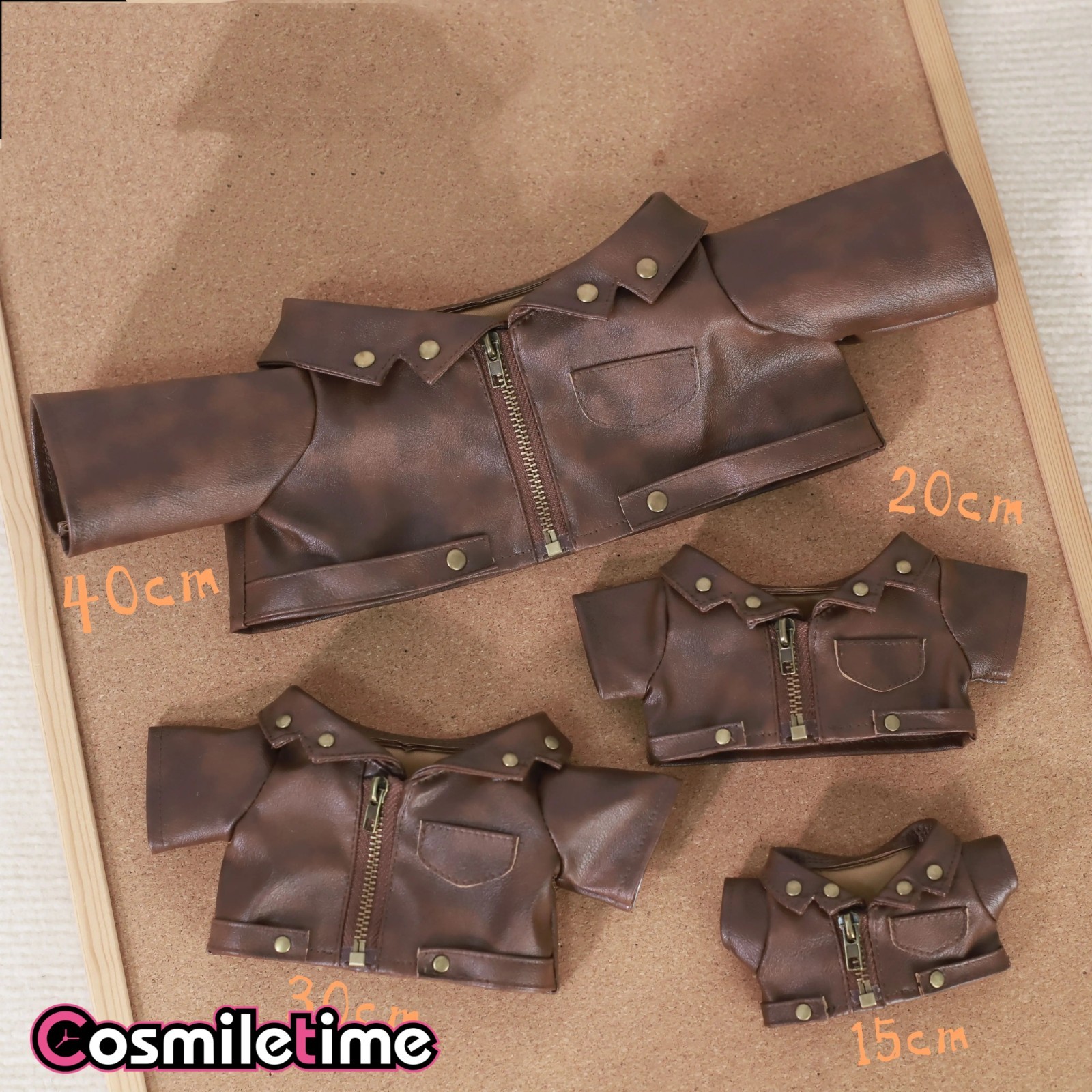 Retro Leather Jacket Fit 20cm 40cm Plush Doll Leather Jacket Brown Coat Gift YZ