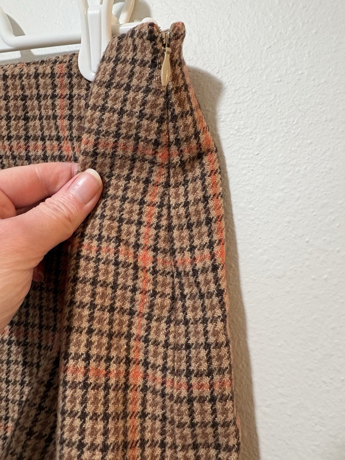 Michael Kors Wool Viscose Plaid Lined Mini Skirt Orange Brown Preppy Size 2