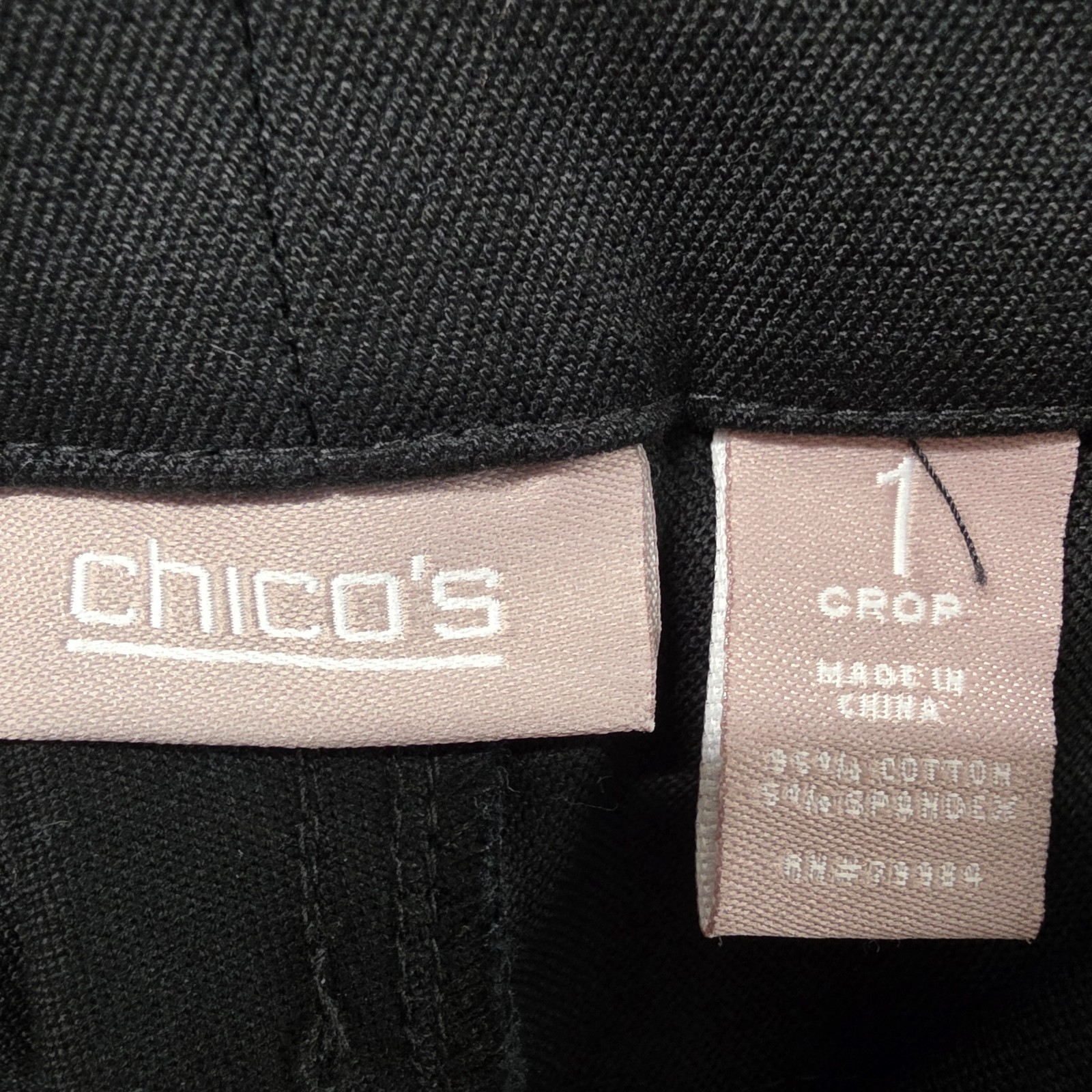 Chico’s Black Stretch Crop Pants Cotton Blend Straight Leg Size 1 US Medium