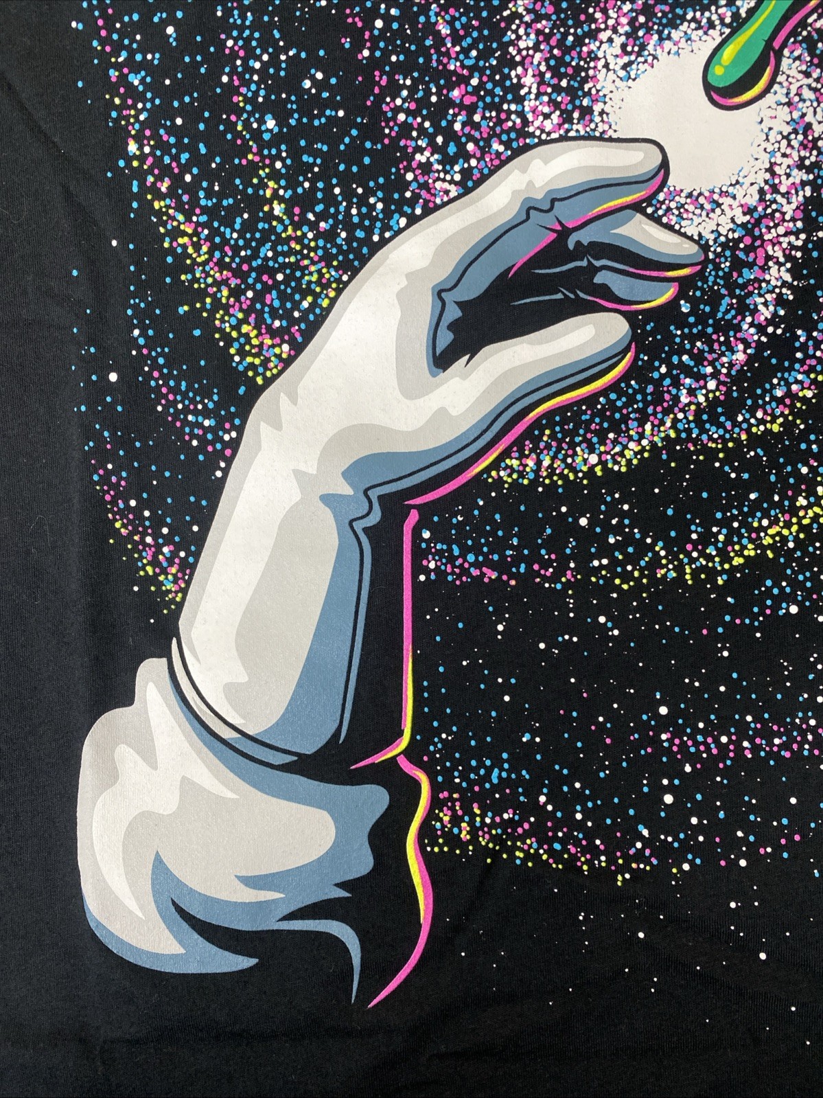 Into The AM Graphic Black Tee Mens Size Medium Hand Touchin Alien Astronaut NWOT