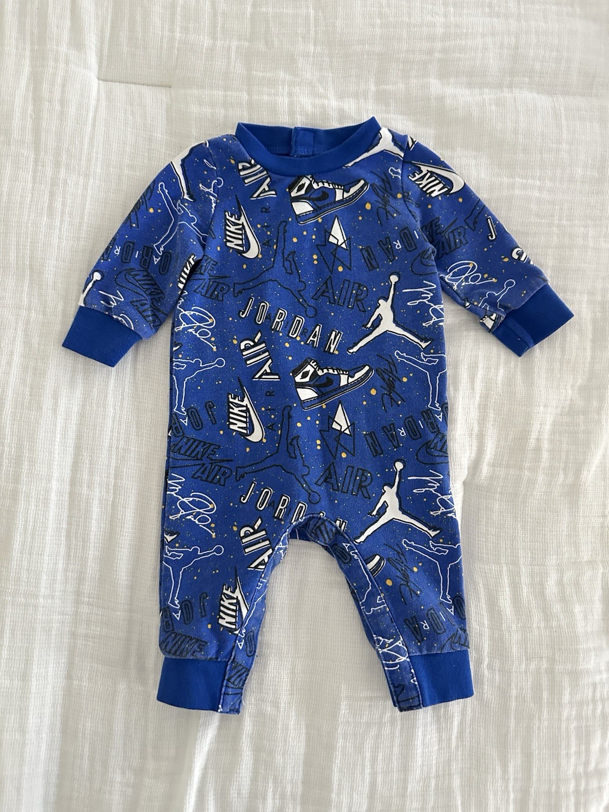 Nike Jordan Jumpsuit Romper Size 0-3 Months Logo Royal Blue Print All Over
