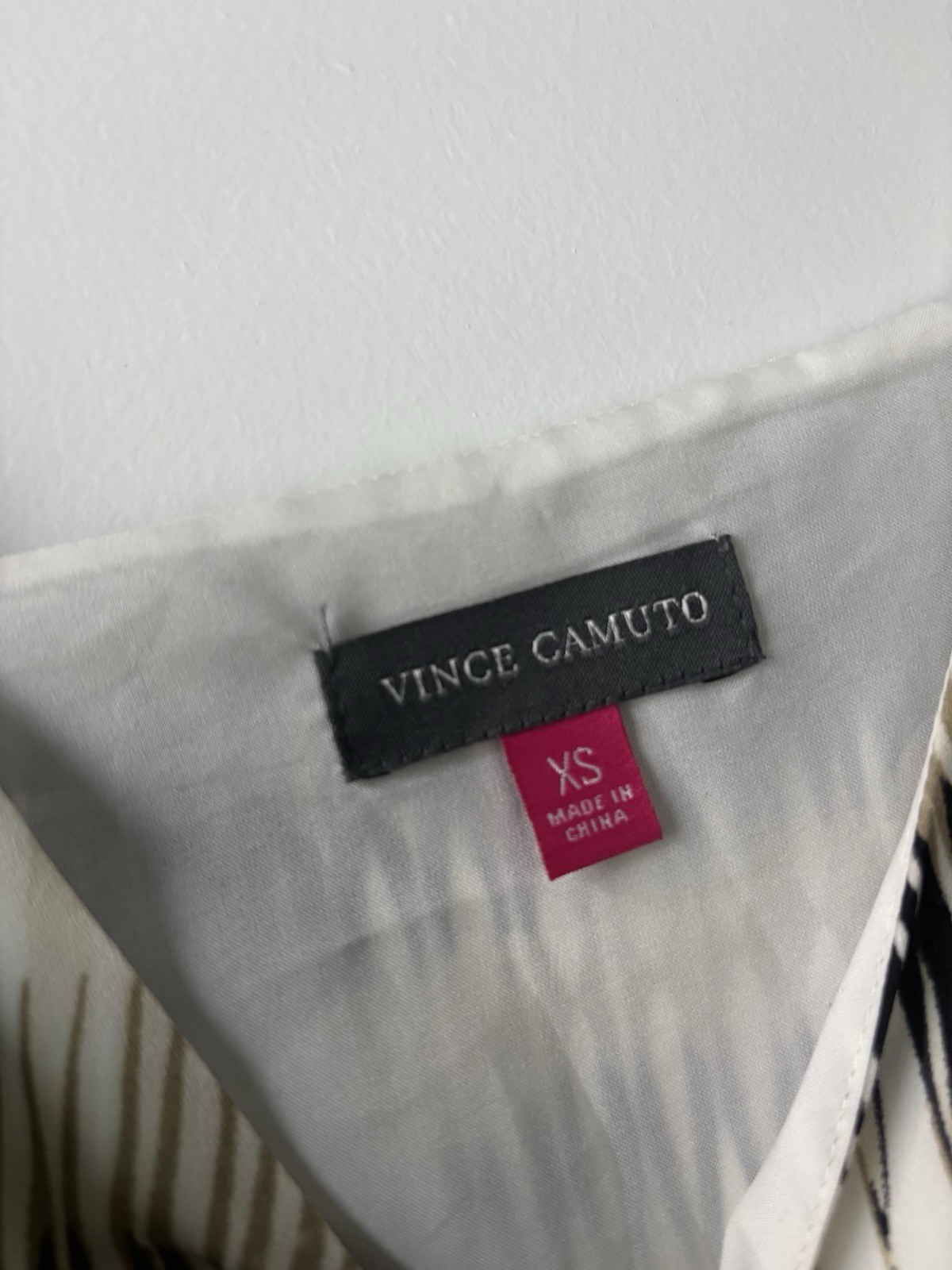Vince Camuto Black, White & Gold Wave-Print Maxi Dress