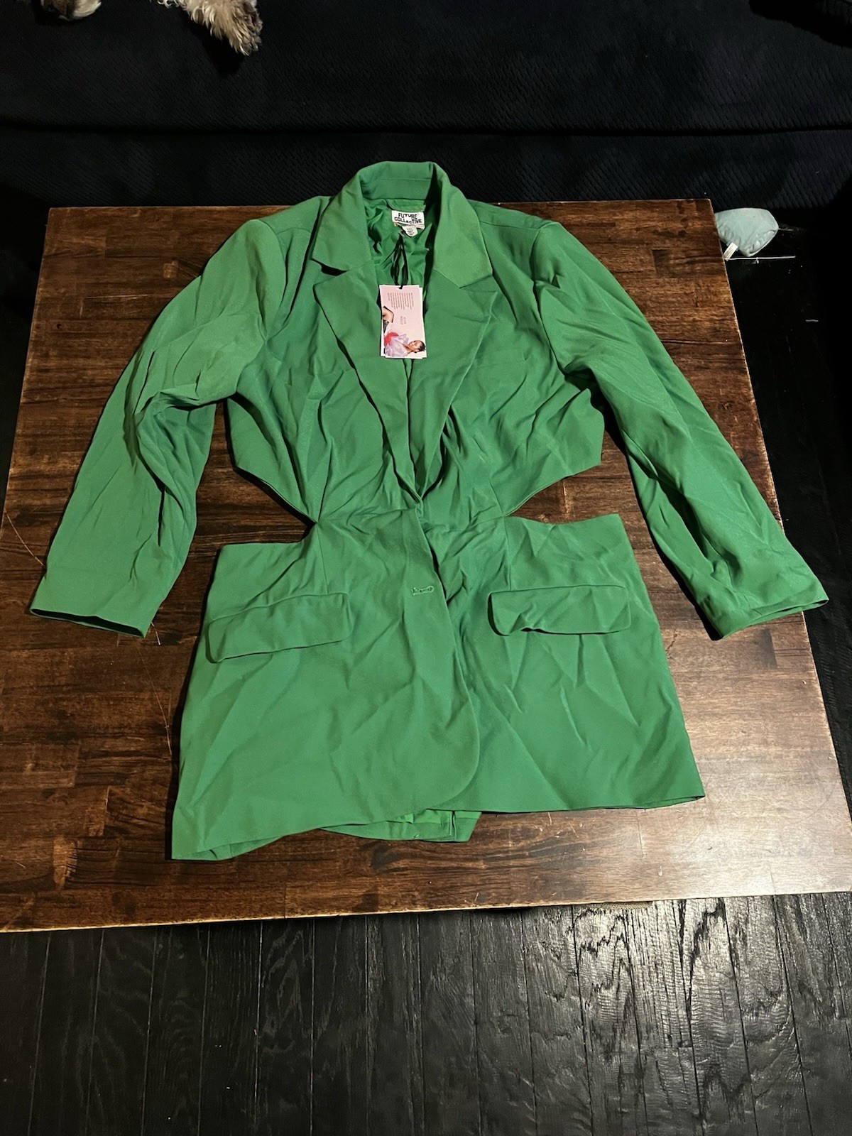 Future Collective Alani Noelle Women’s Green Open Back Blazer Size XXL