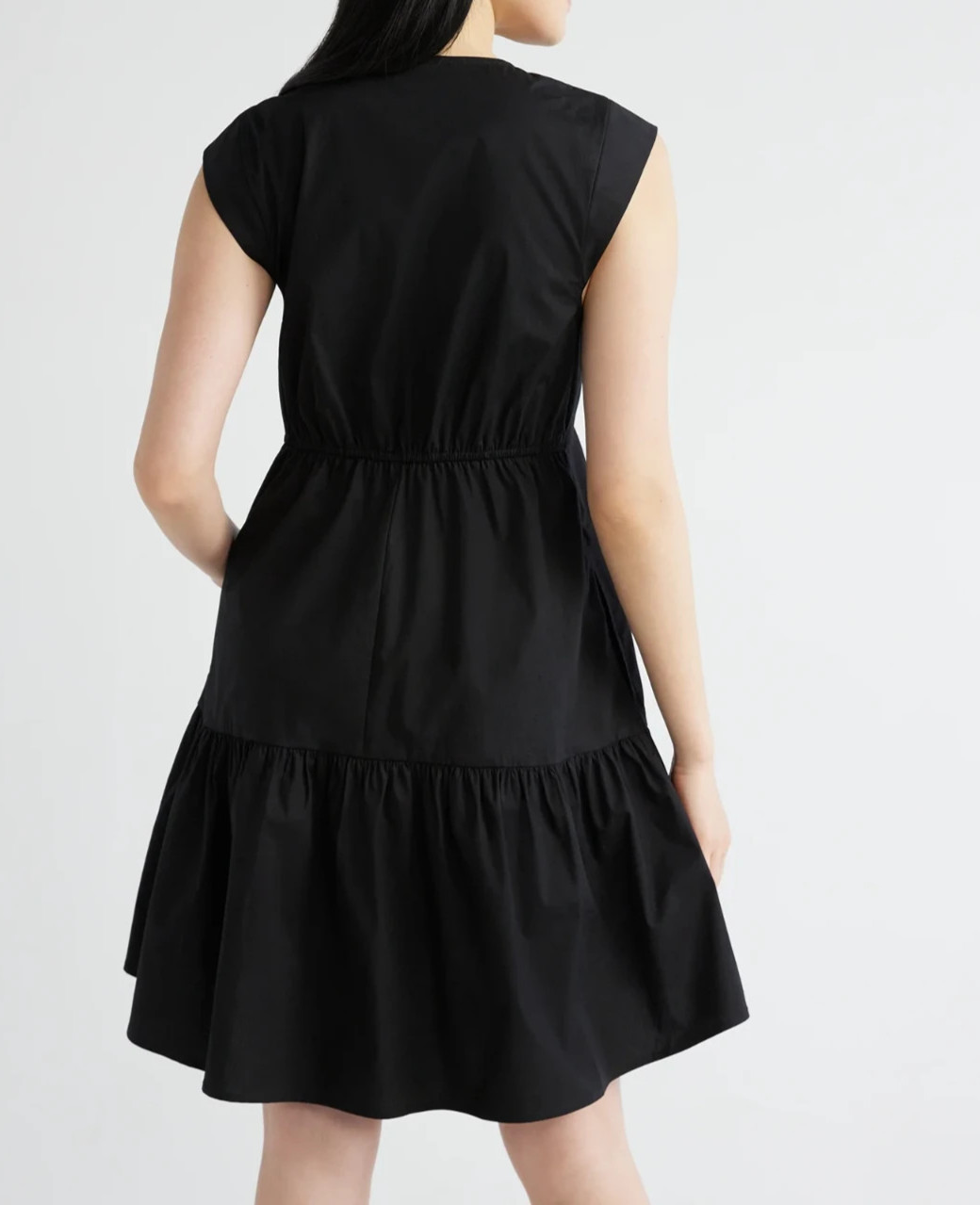 Scoop Womens Dress Size XS Black V-Neck Poplin Mini Casual Lightweight Pullover