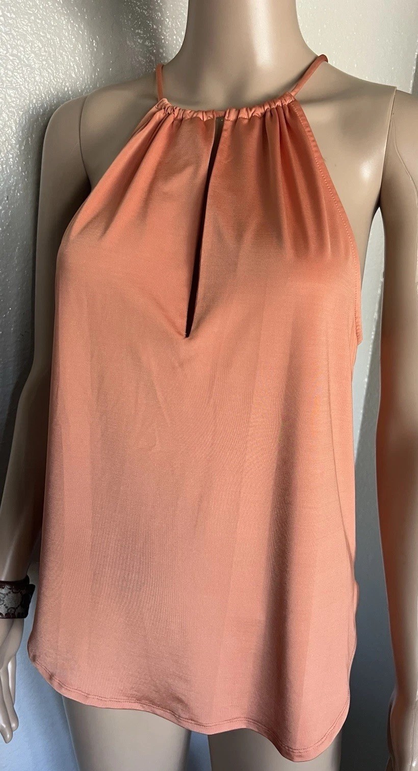 Veronica Beard Kusumi Satin Halter top Keyhole Cutout Tie Neckline Blouse sz S