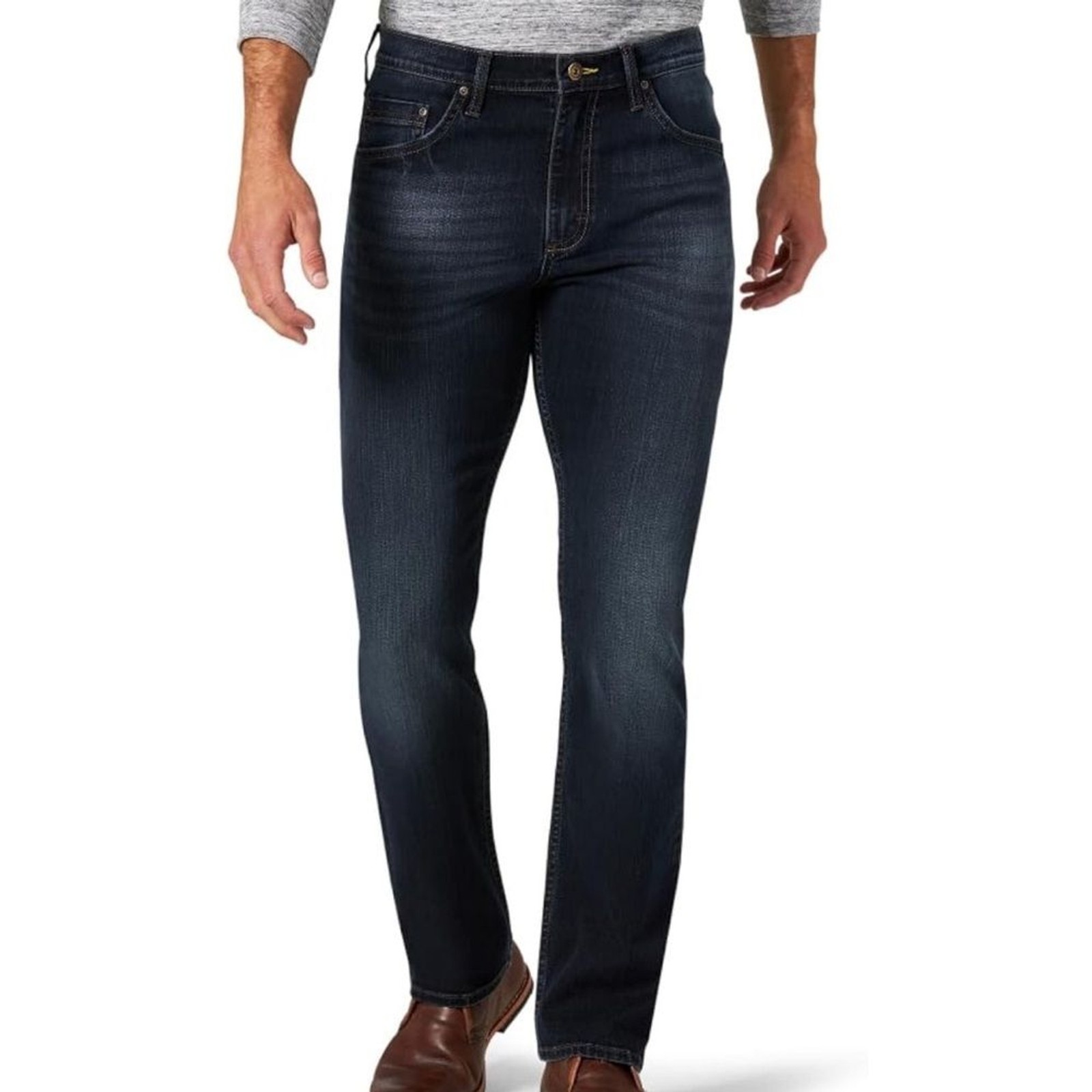 Wrangler Slim Straight Dark Rinse Denim Jeans Size 38×32 99% Cotton 1% Spandex