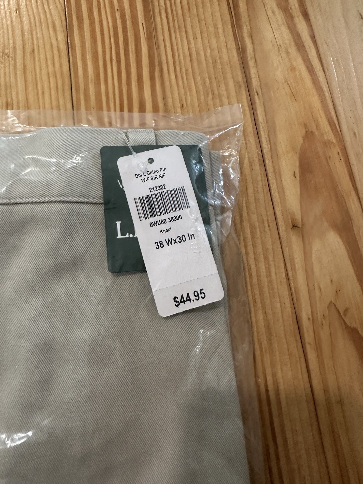 L.L. Bean Men’s DBL L Chino Pin W-F S/R Khaki Pants NWT