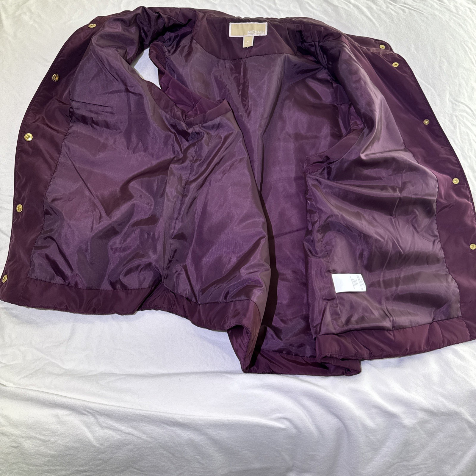 Michael Kors Women’s Gold Snap Quilted Puffer Vest Burgundy XL Slash Pocket