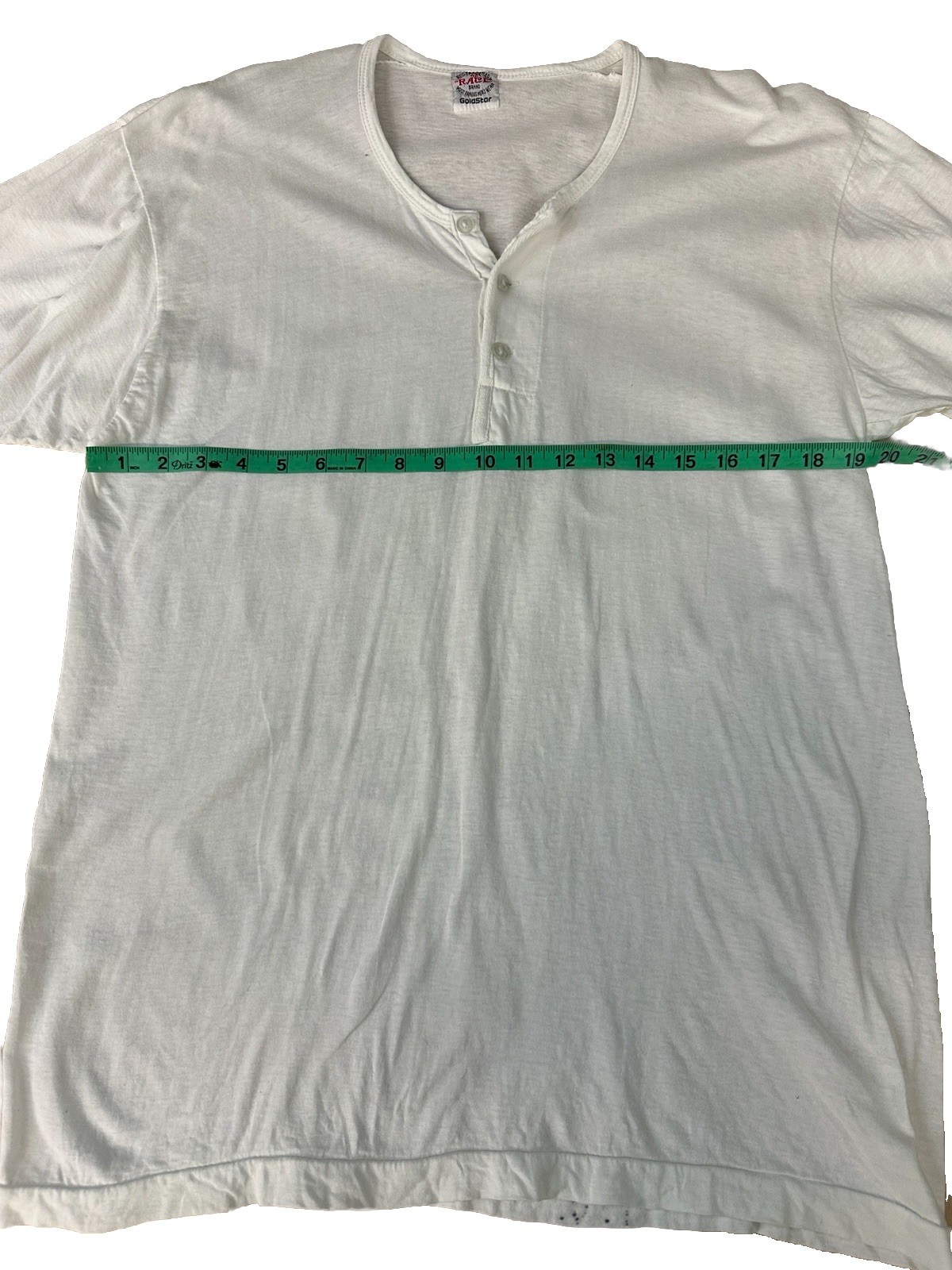 VTG Race Brand Shirt Men’s Size 42 Large Henley Short Sleeve Goldstar 60s 70s