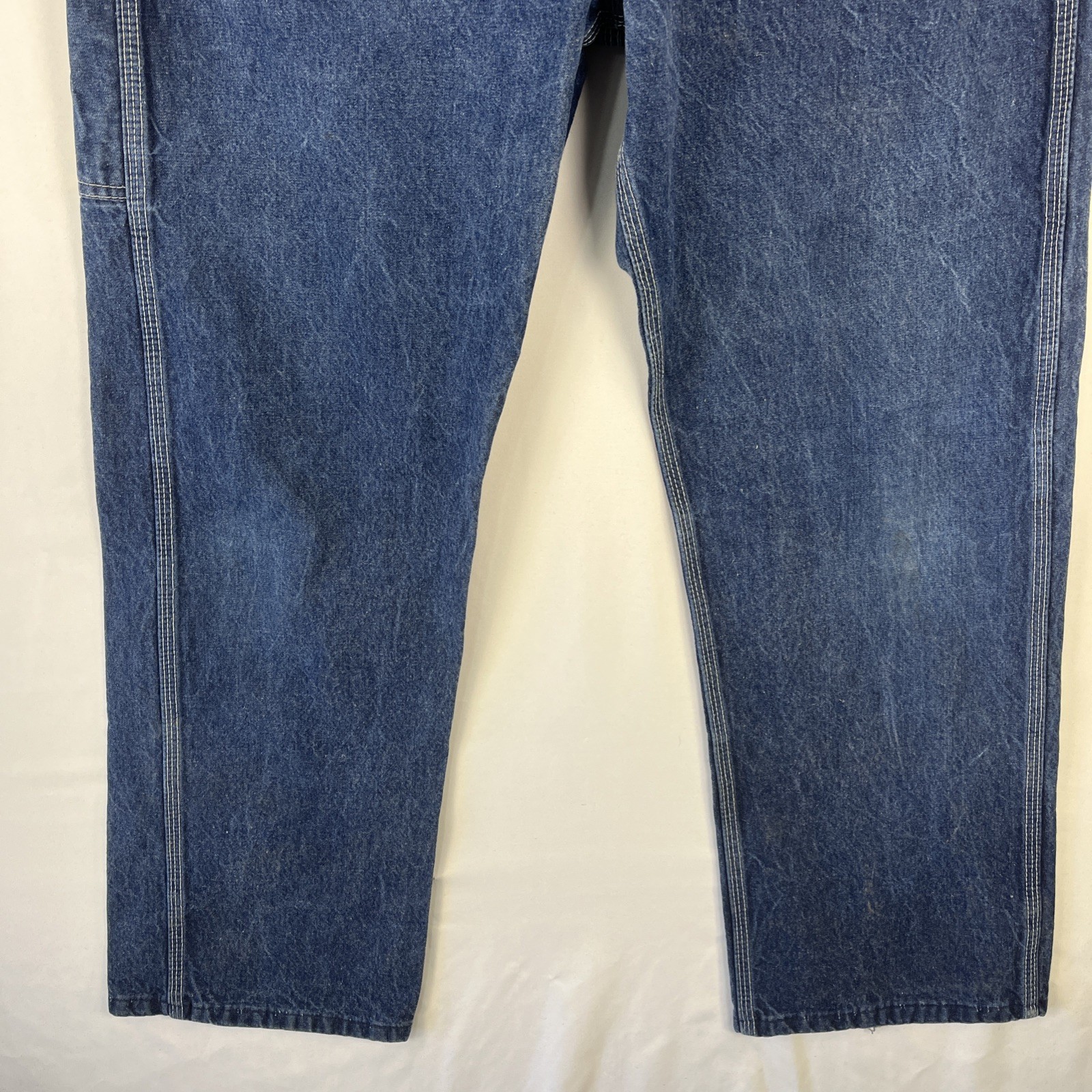 Big Smith Carpenter Bib Overalls 38×32 Made USA Workwear Button Fly Blue Nice!!