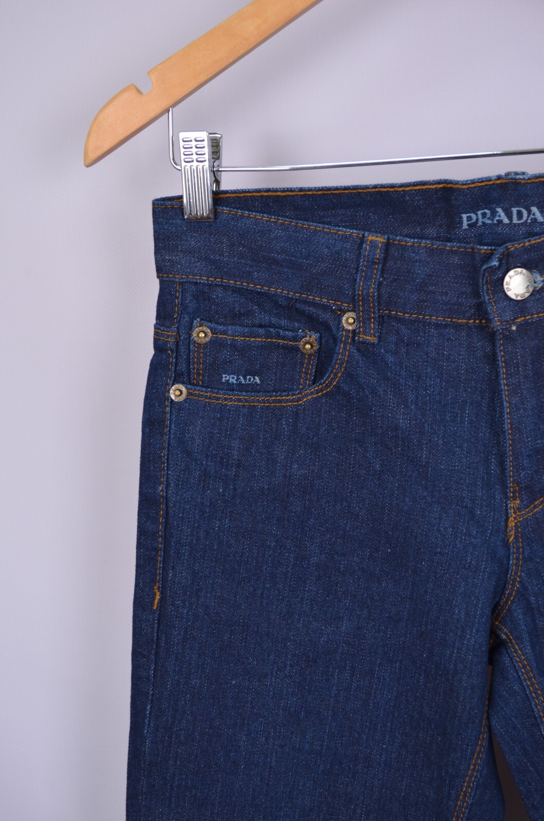 PRADA Denim Womens Jeans Logo Red Tab Nylon Details NWT Size IT 40, 42