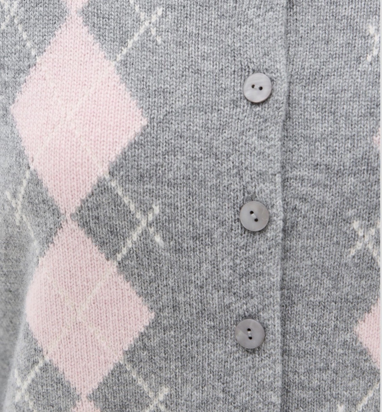 Reformation Clara Argyle Cashmere Crew Cardigan Medium