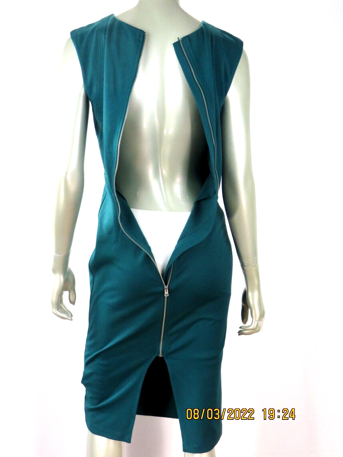 EXPRESS SZ 4 Rayon/Nylon/Spandex Pine Green Back Full Open Zipper Tunic Dress
