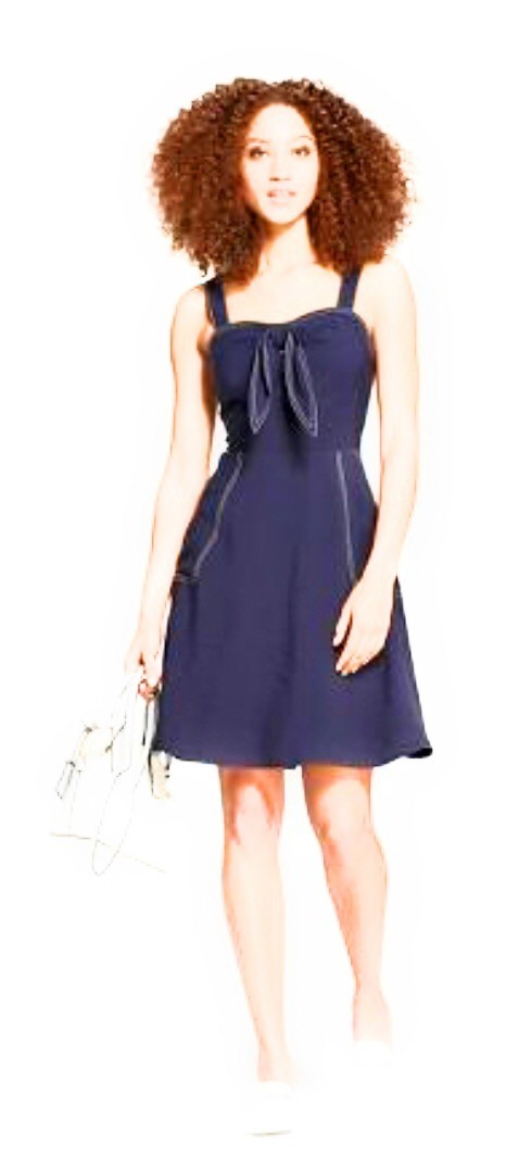 A New Day Women’s Sleeveless Tie Front Dress w/ Pockets-Navy-CHOOSE SIZE