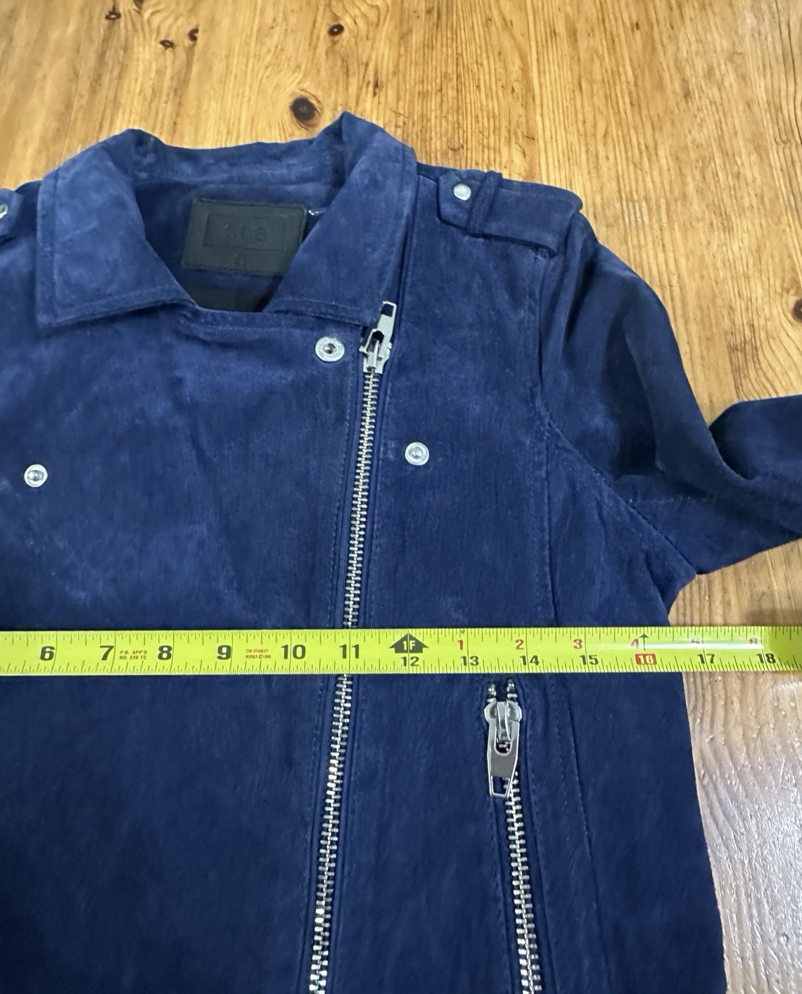 SL8 Moto Jacket Blue Leather Suede Silver Zippers Urban size Small