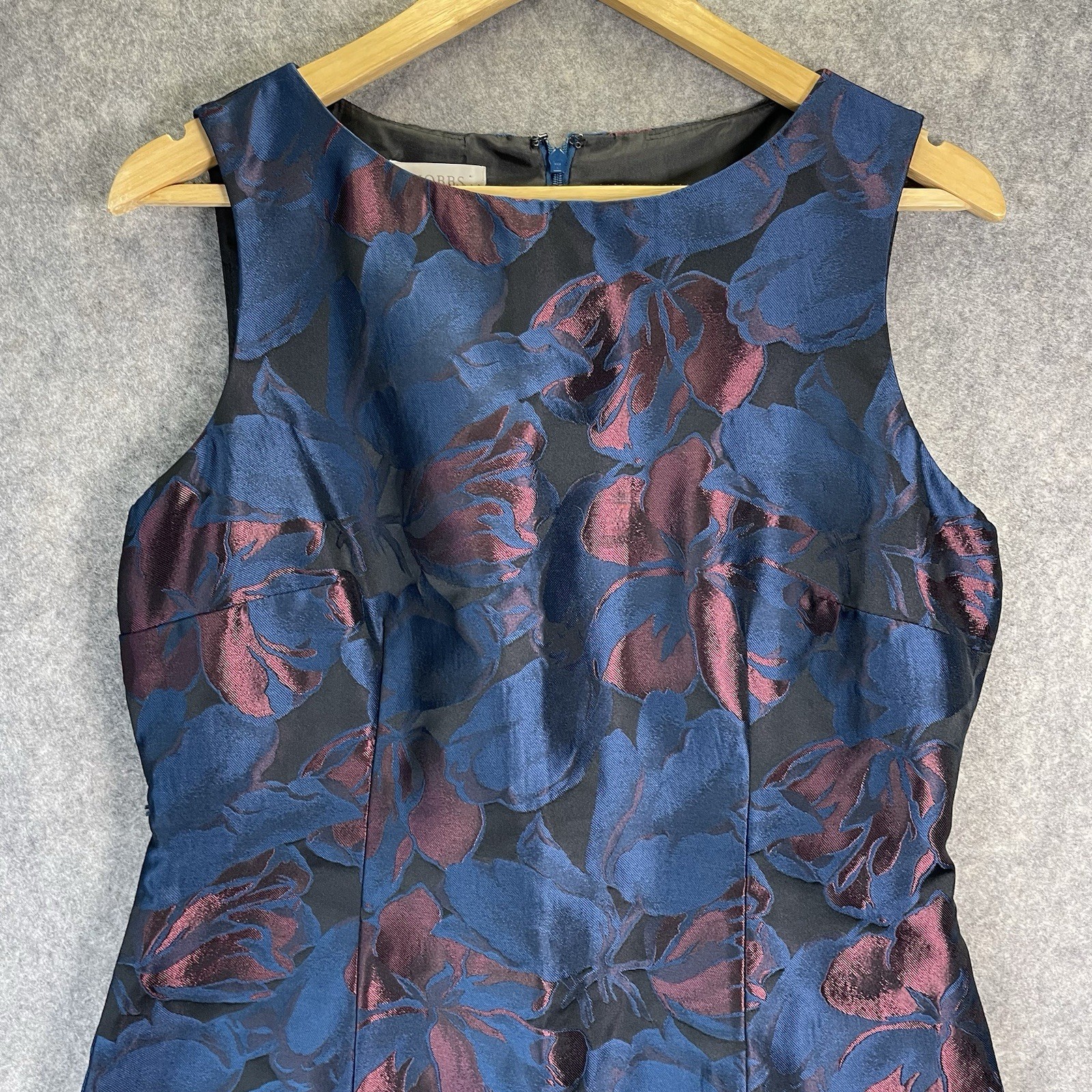 Hobbs London A Line Dress Womens UK 14 Floral Blue Red Pattern Midi Chic