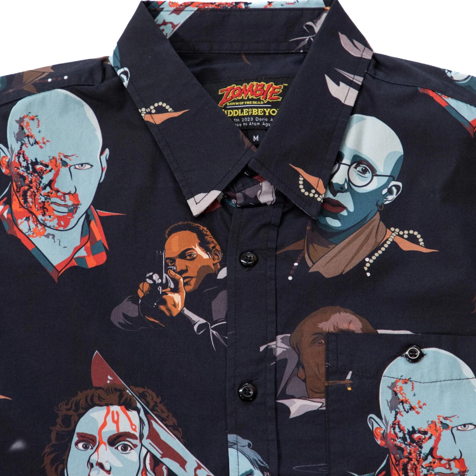 George A. Romero’s Dawn of the Dead (1978 Movie) Button Up M Shirt Horror Zombie