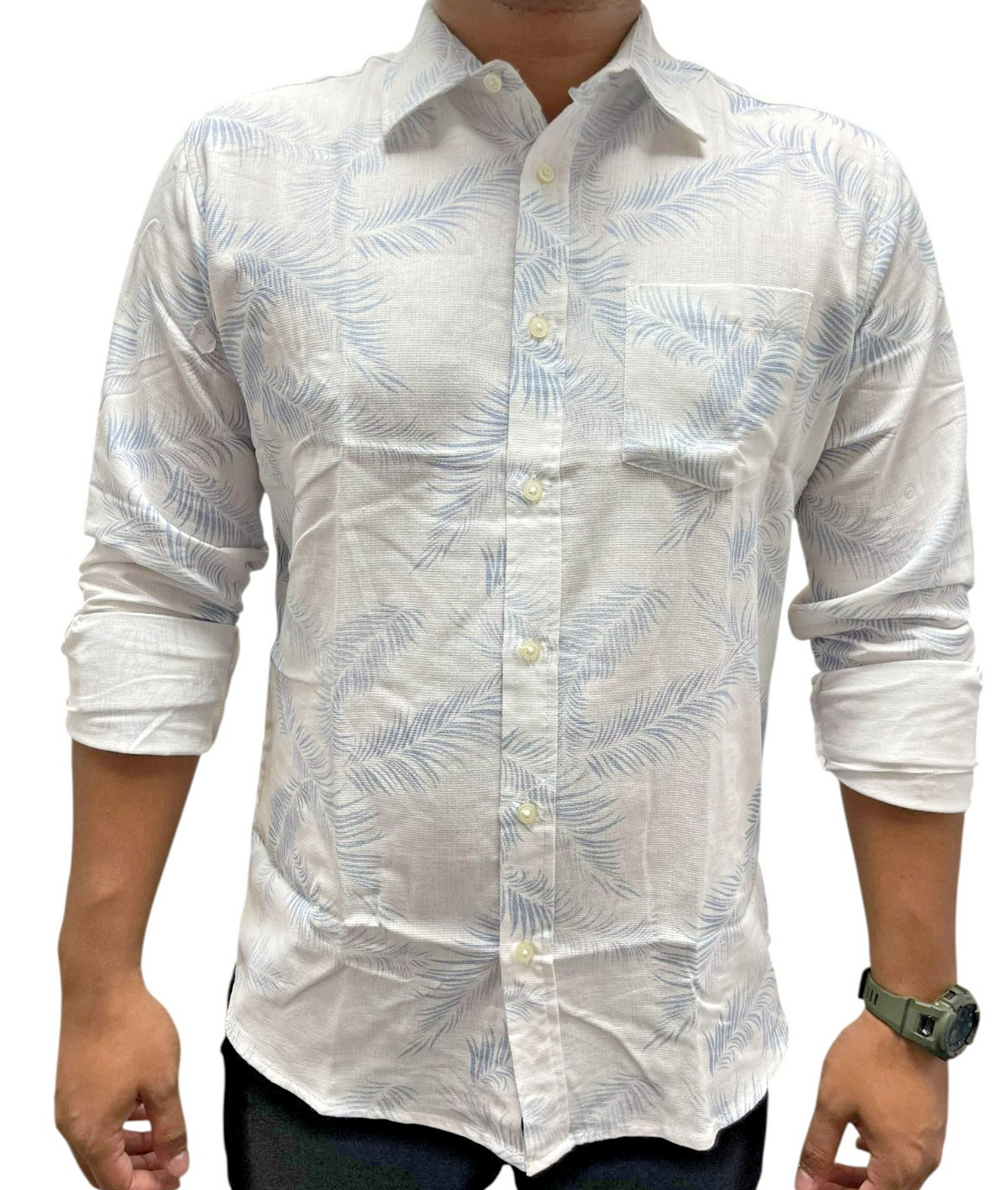 Mens Summer Long Sleeve Button Down Casual Formal Cotton Thin Shirt Top 41-57