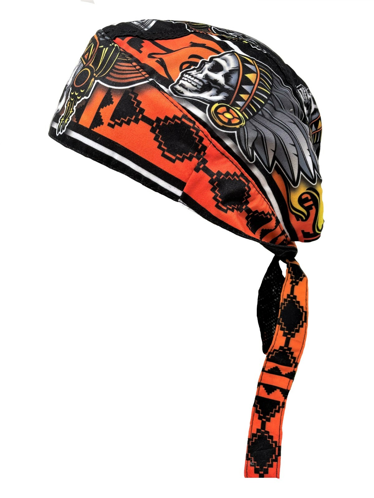 Native American Indian Skull Platinum Durag Doo Rag Cap Biker Durag Sweatband