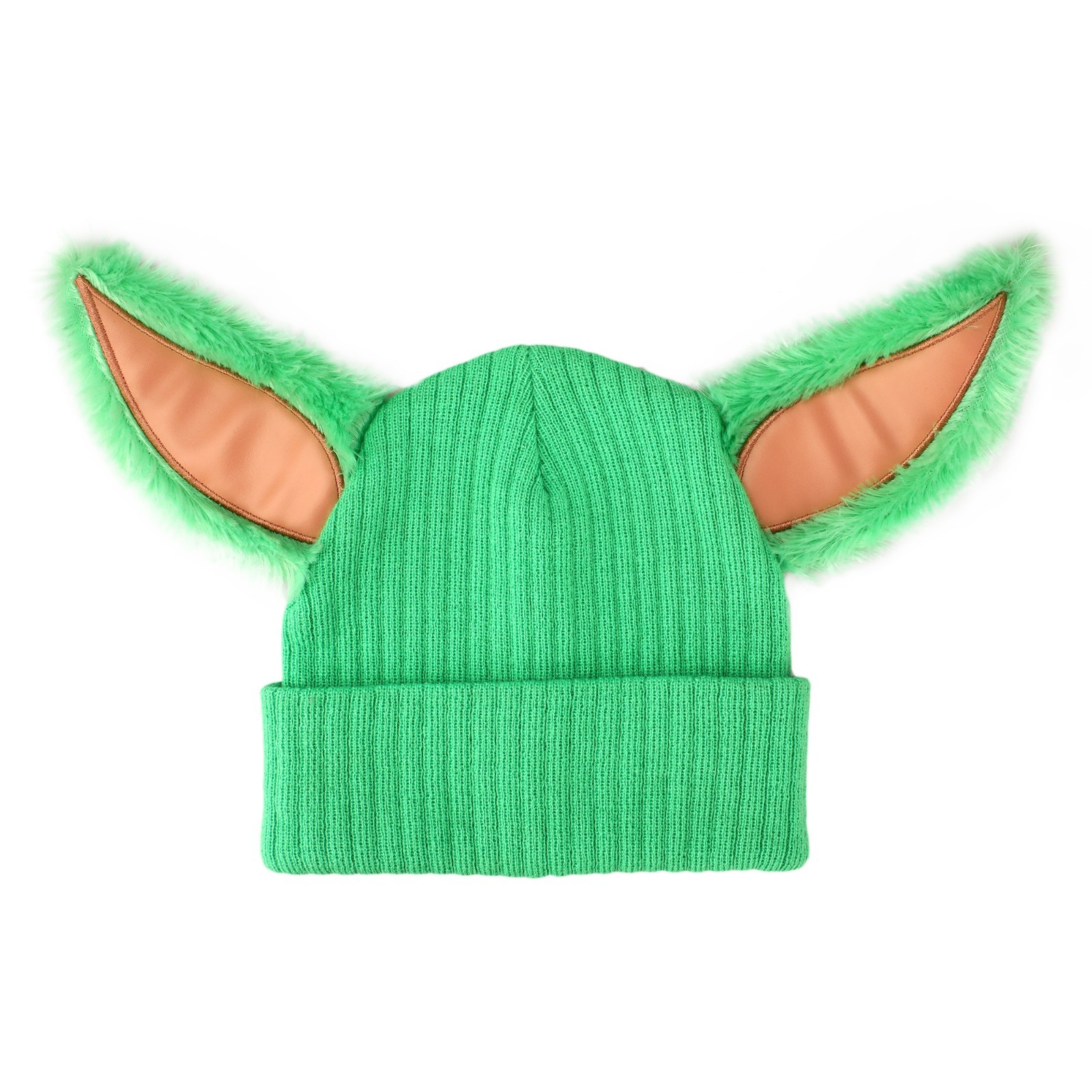 Grogu The Mandalorian Cuffed Knit Beanie Hat Ears w/ Green – One Size Kids Adult