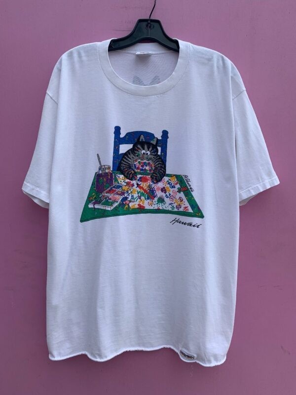 Crazy Cat Kliban HAWAII white color Tee shirt reprint VK10394