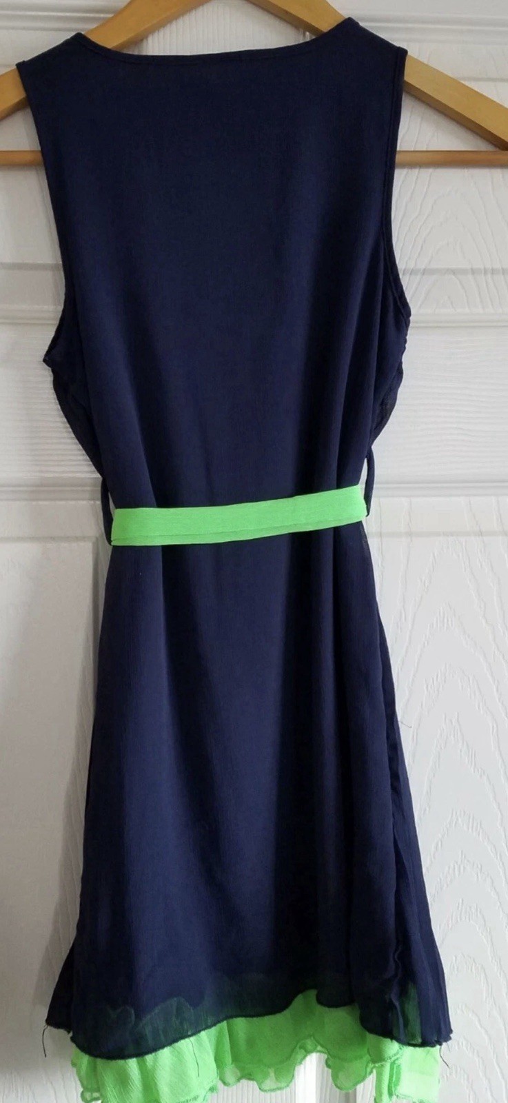Beautiful Girls Dress Easter Any Occasion Size 14 Navy/Green w Tie Great shape
