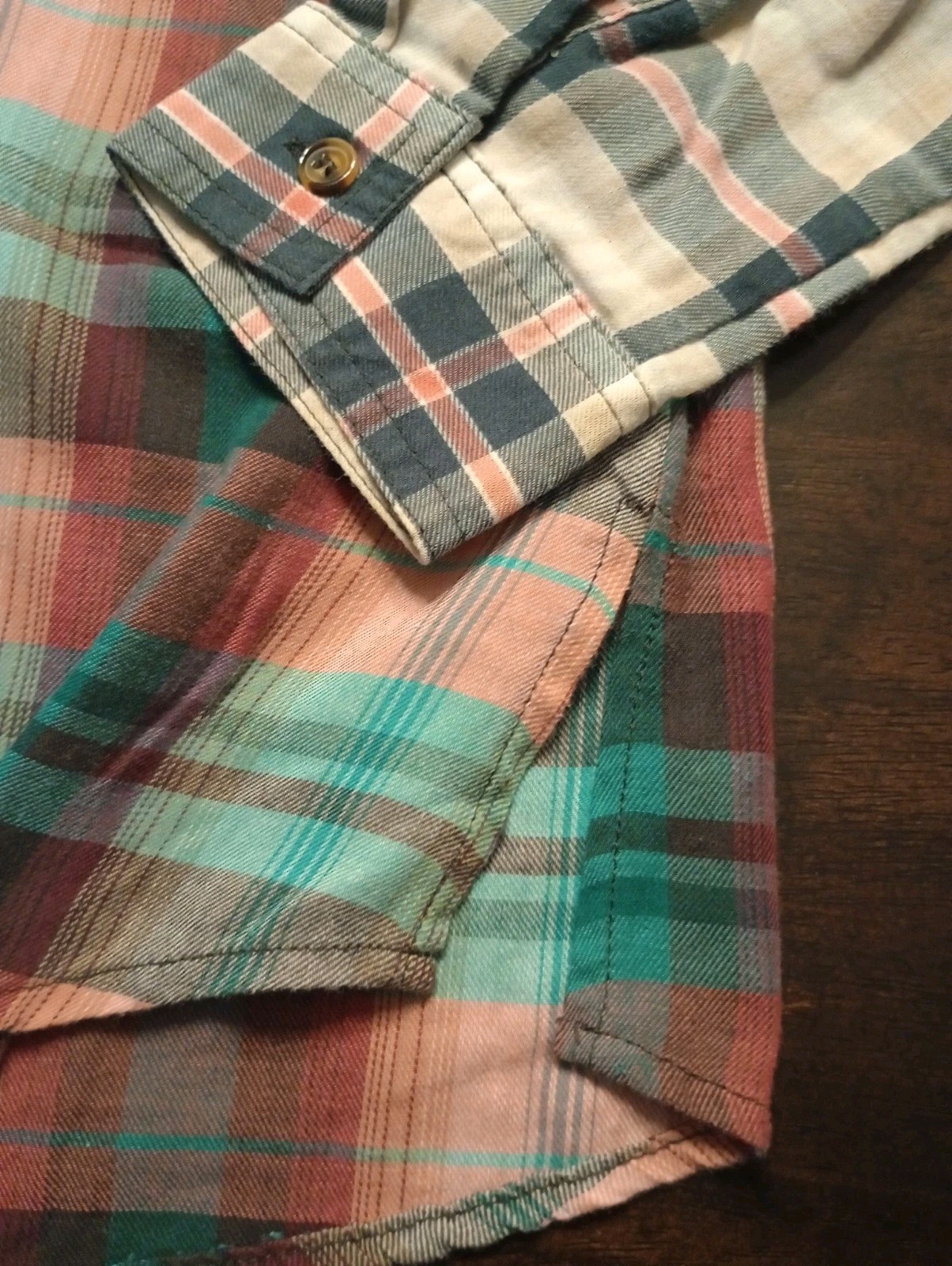 Maurices XS Mauve, teal, pink Plaid Long Sleeve Button Up Shirt