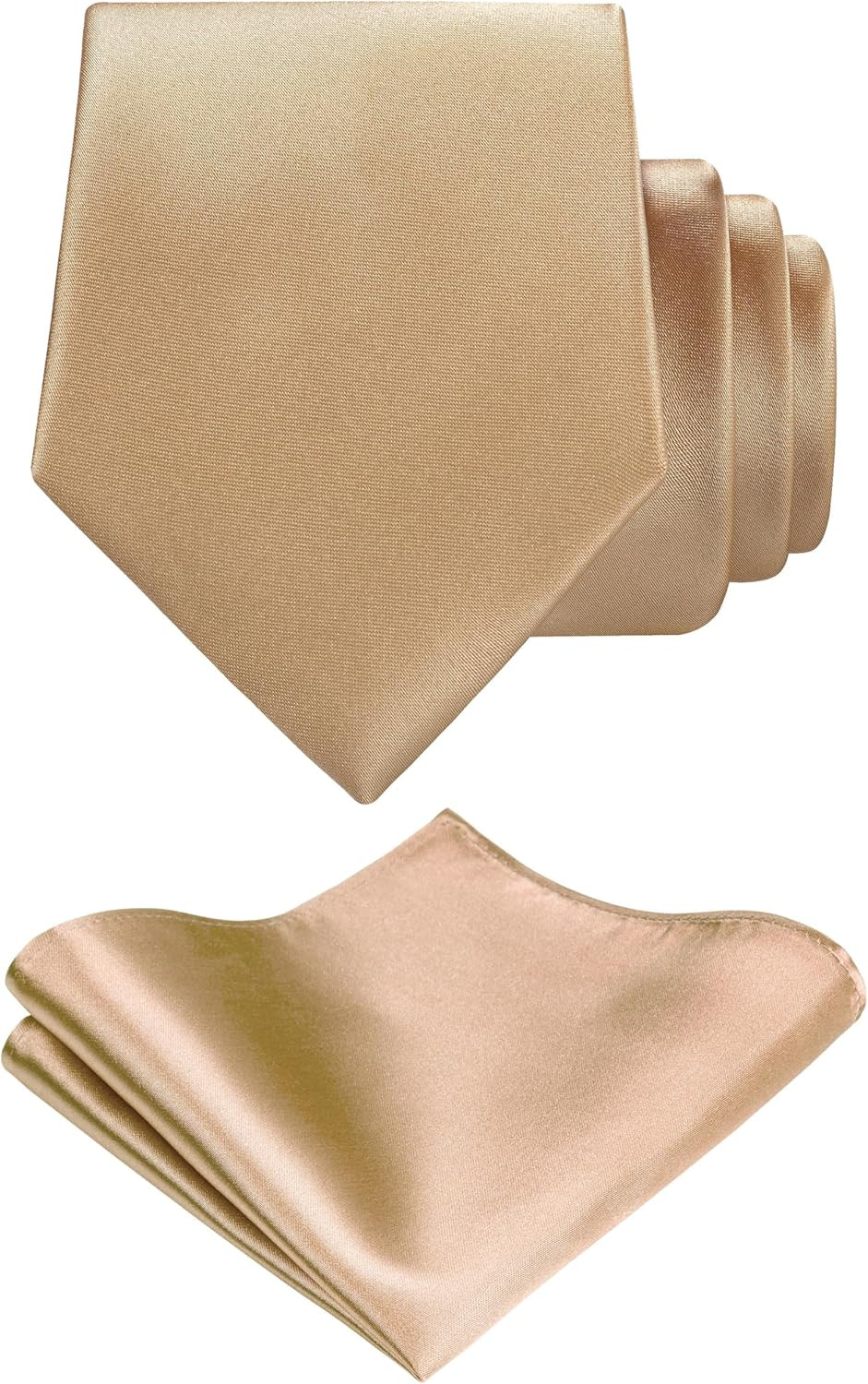 TIE G Solid Satin Woven Dyed Color Formal Black Necktie and Pocket Square Sets i
