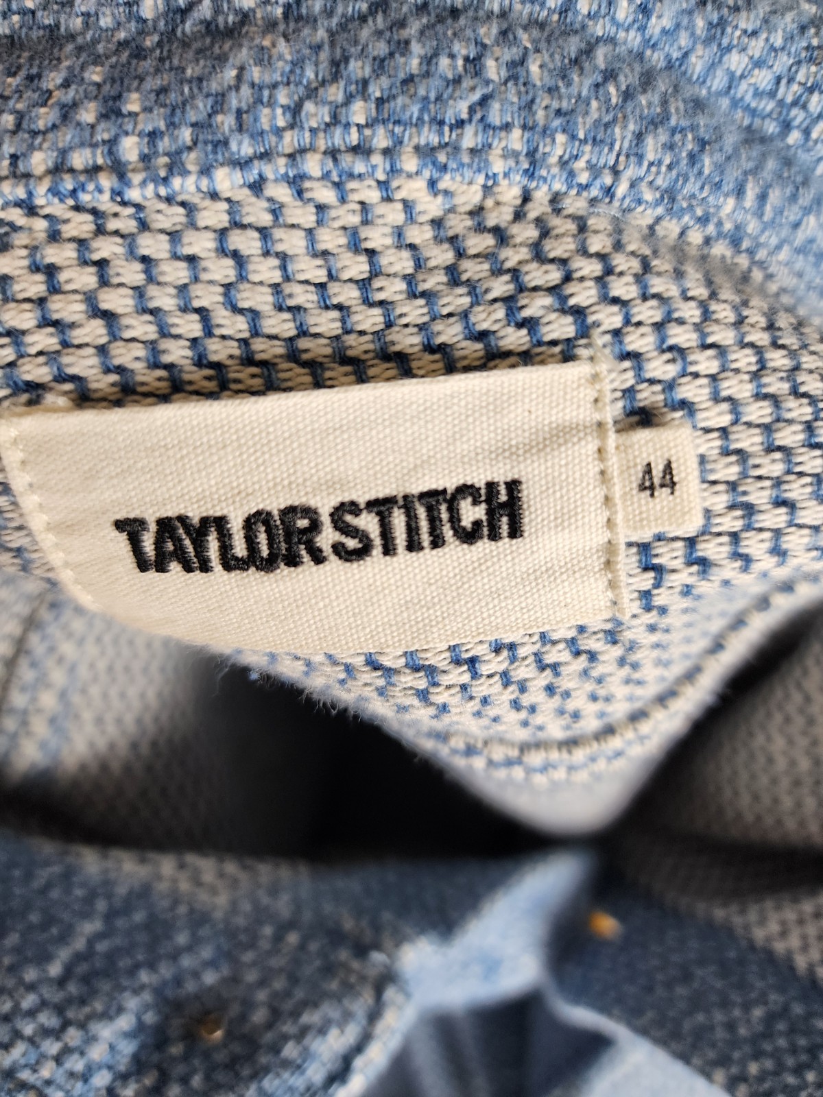 Taylor Stitch Blue Solid Woven Shirt 44 Long Sleeve Button-Up Pockets Men